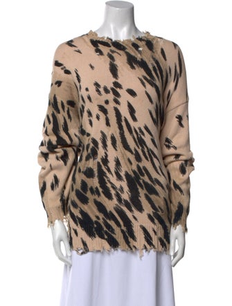 R13 Animal Print Bateau Neckline Blouse