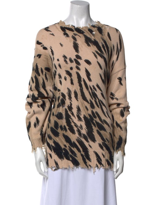 R13 Animal Print Bateau Neckline Blouse