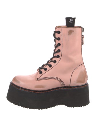 R13 Leather Distressed Accents Combat Boots
