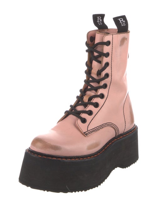 R13 Leather Distressed Accents Combat Boots