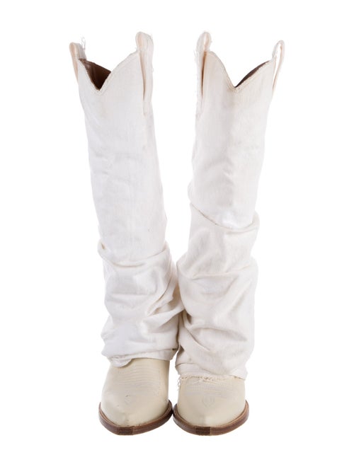 R13 Denim Embroidered Accent Riding Boots