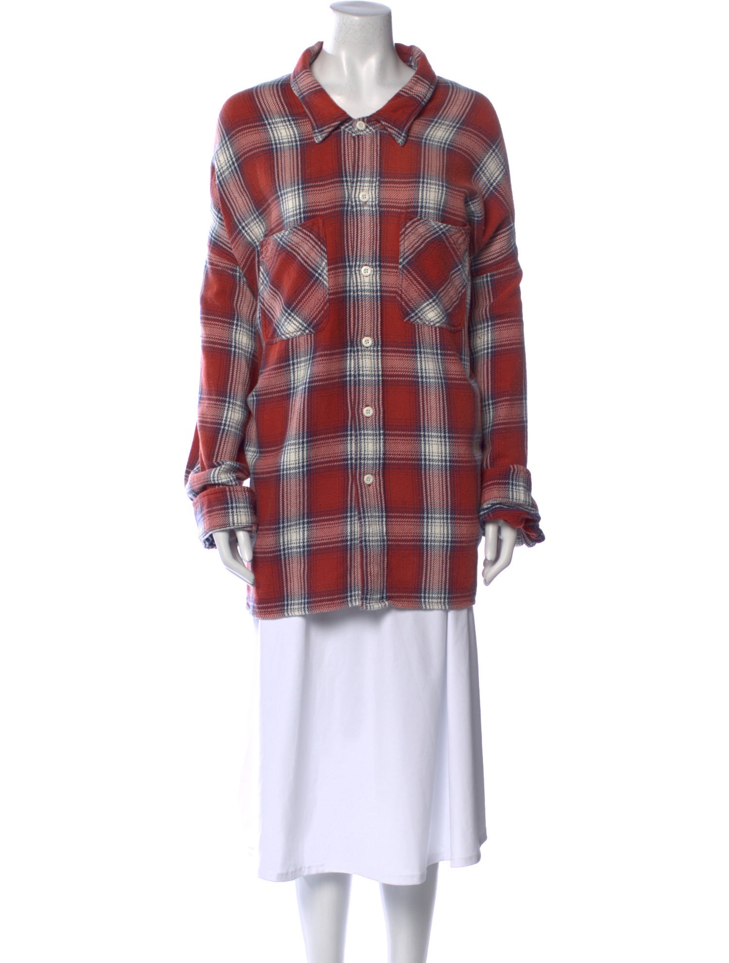 R13 Plaid Print Long Sleeve Tunic