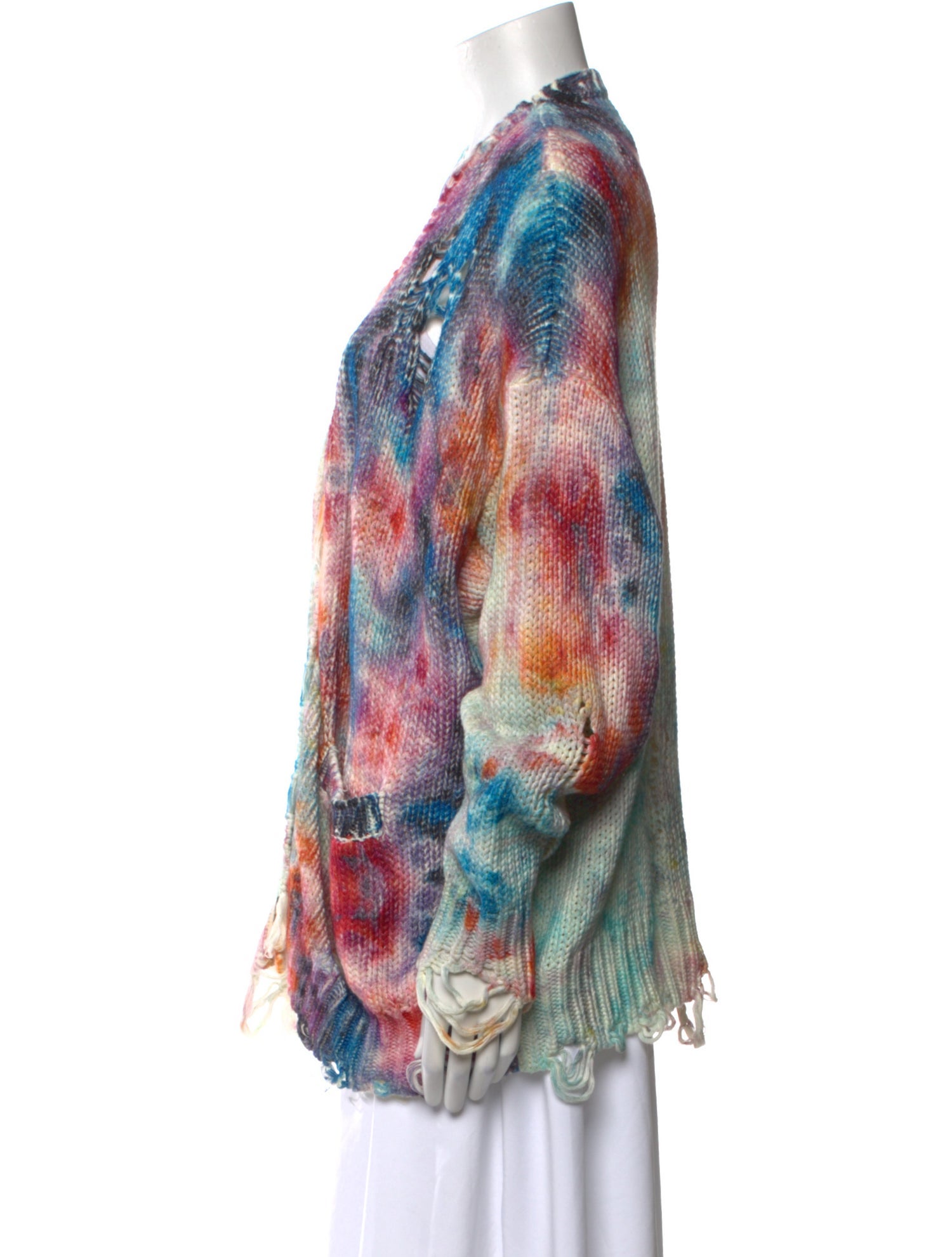 R13 Tie-Dye Print Plunge Neckline Sweater