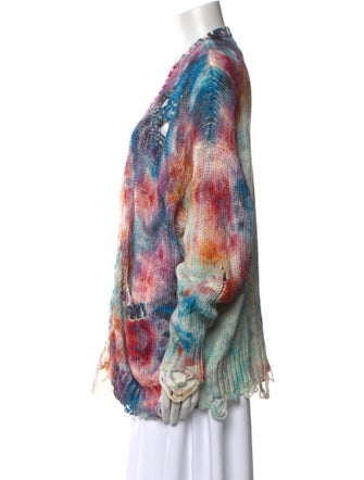 R13 Tie-Dye Print Plunge Neckline Sweater