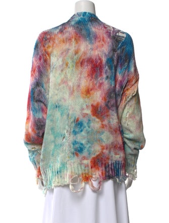 R13 Tie-Dye Print Plunge Neckline Sweater