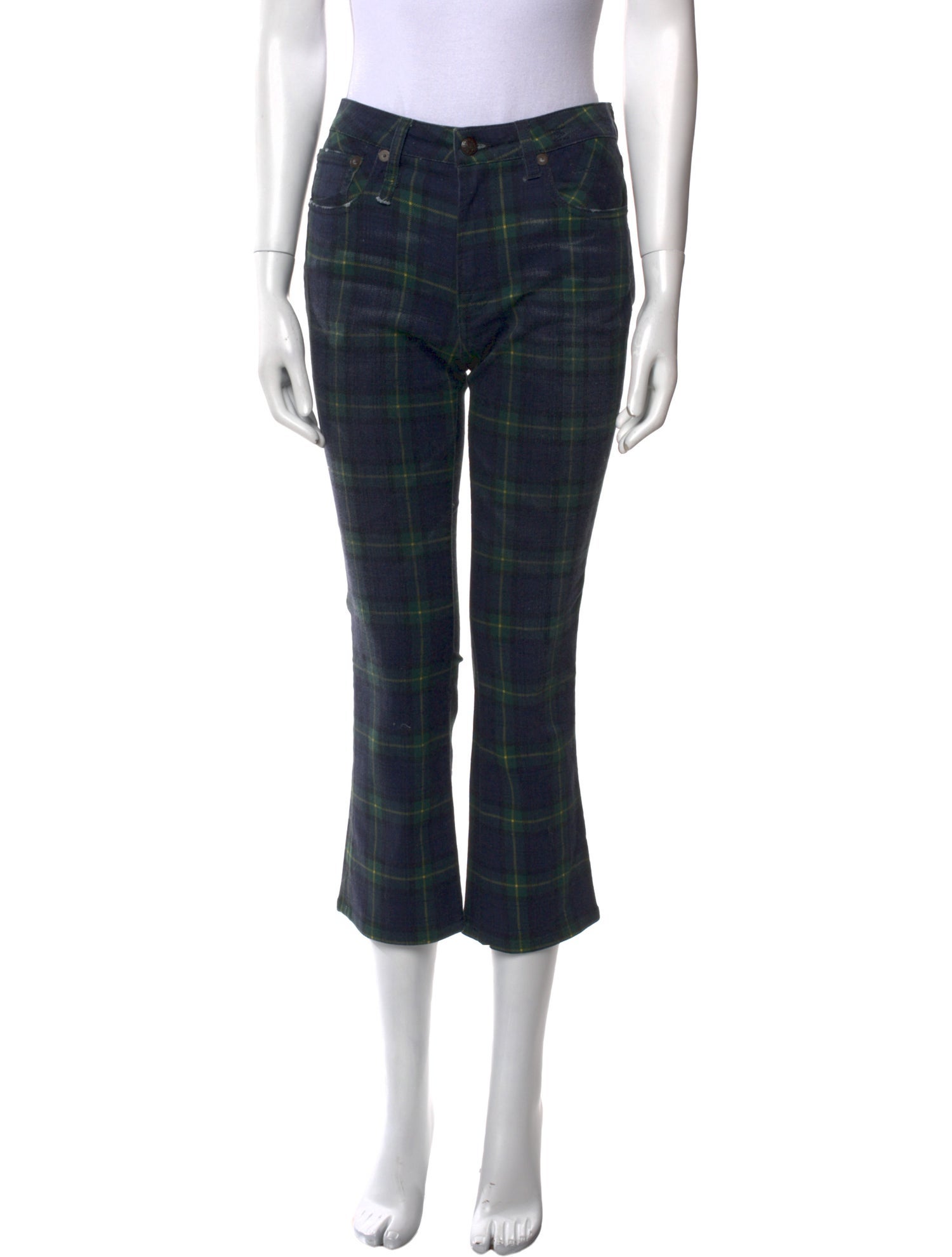 R13 Plaid Print Straight Leg Pants
