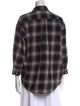 R13 Plaid Print Three-Quarter Sleeve Button-Up Top