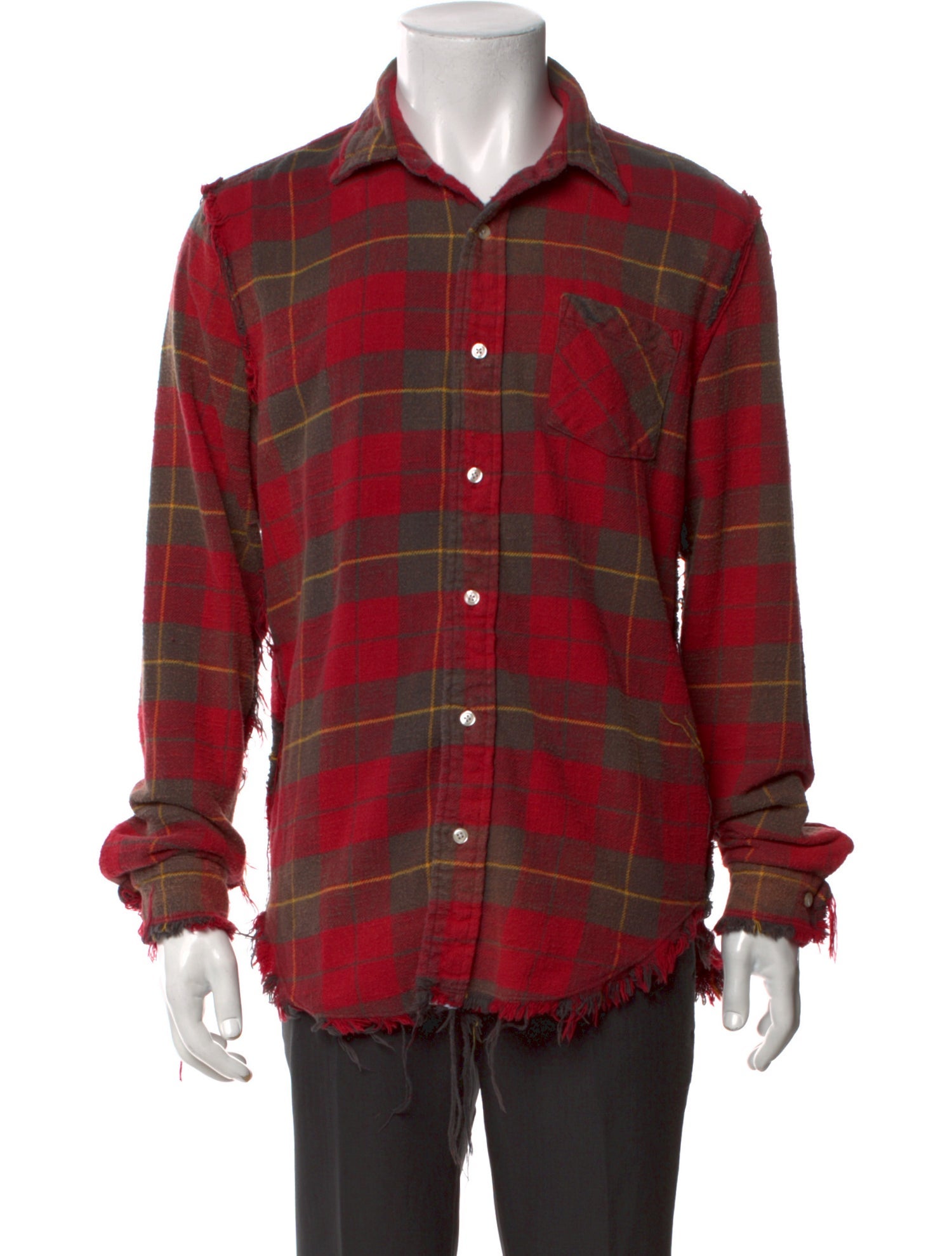R13 Plaid Print Long Sleeve Shirt