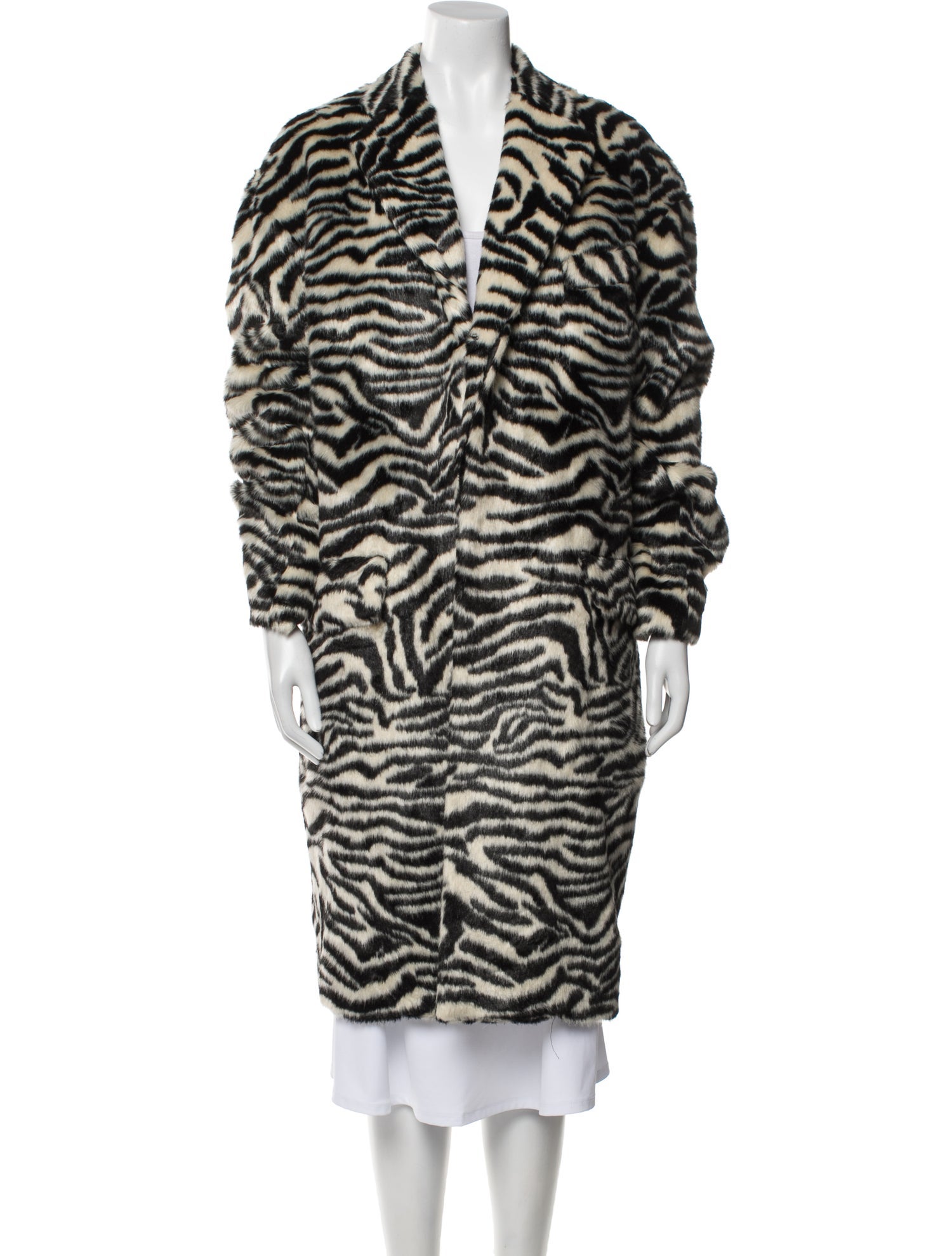 R13 Faux Fur Animal Print Faux Fur Coat