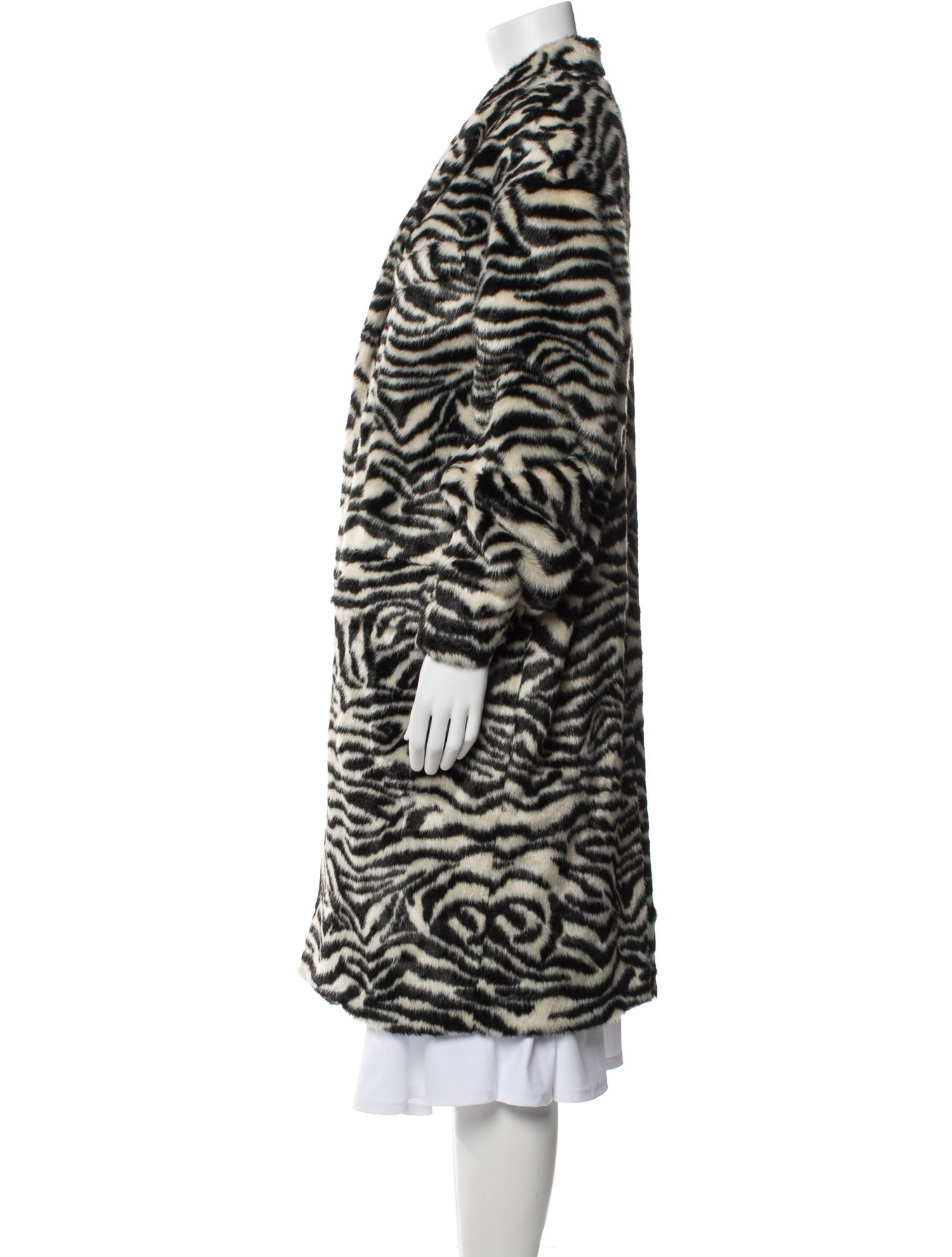 R13 Faux Fur Animal Print Faux Fur Coat