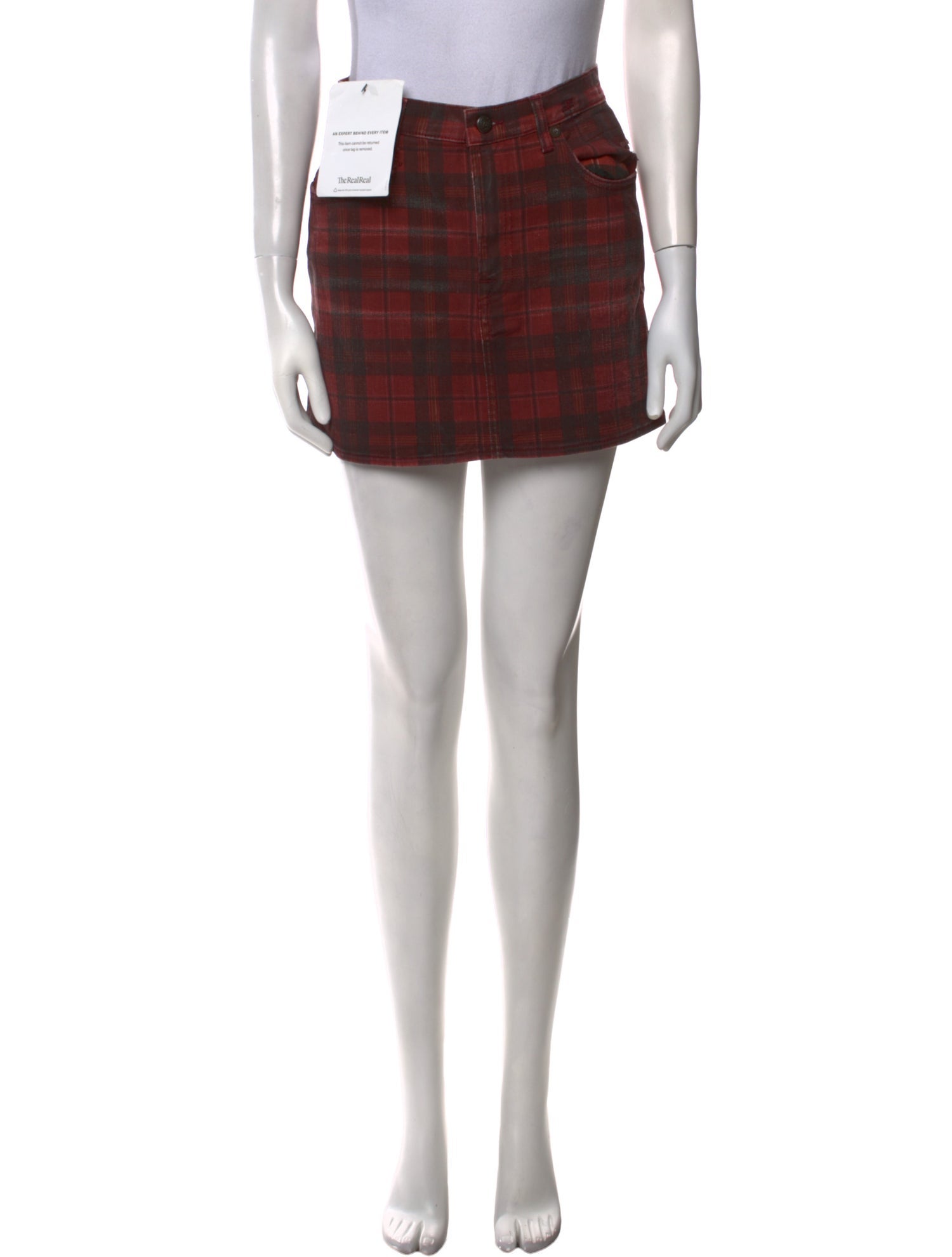 R13 Plaid Print Mini Skirt