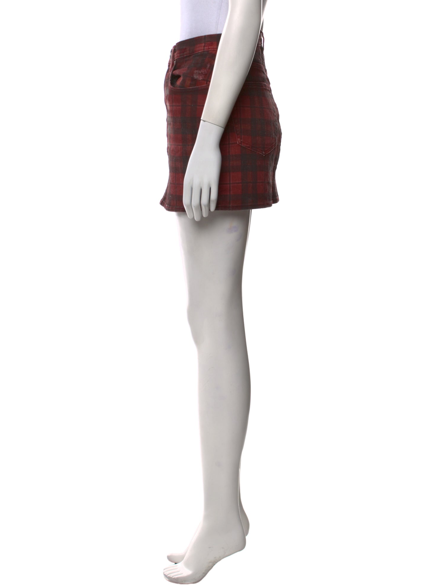 R13 Plaid Print Mini Skirt