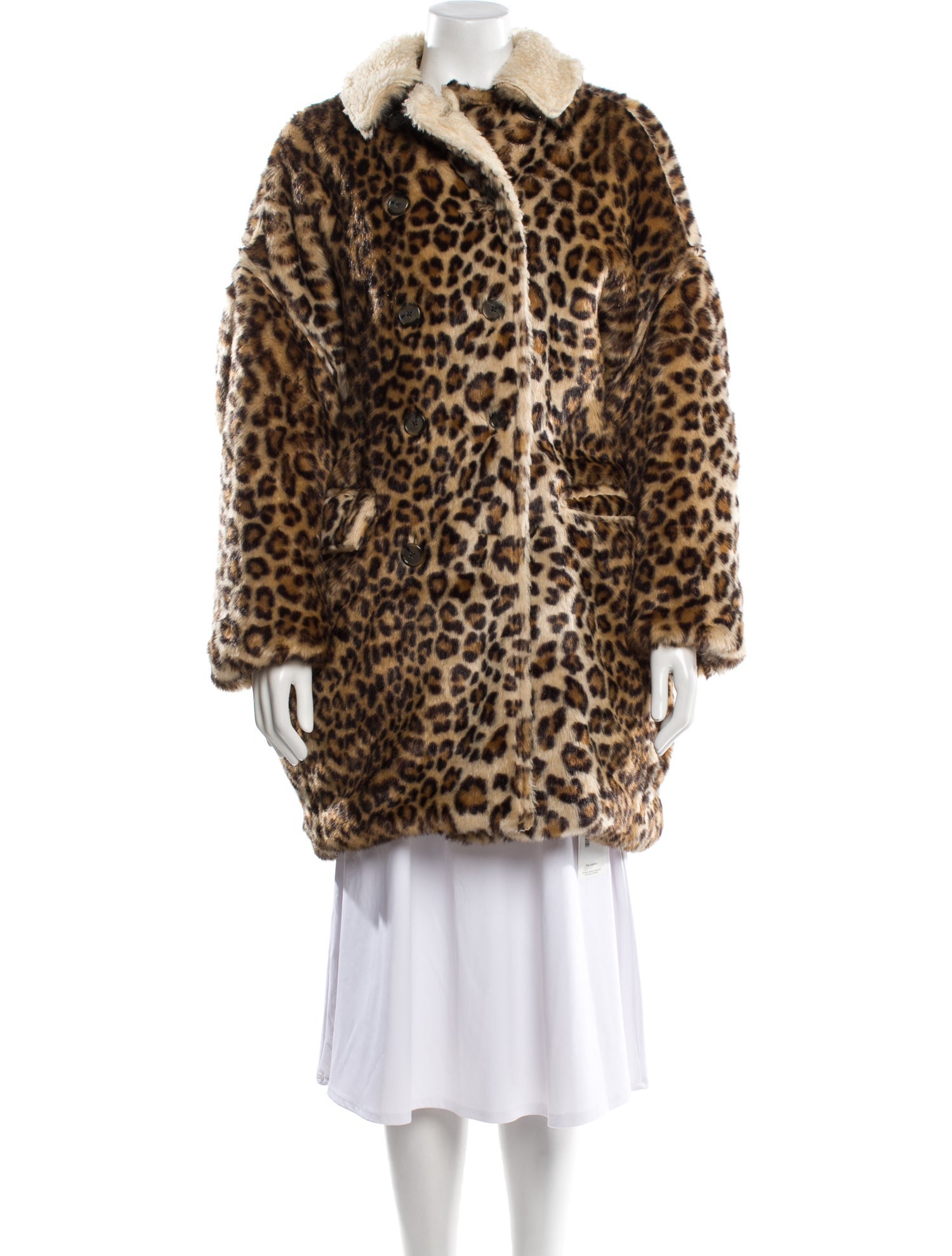 R13 Faux Fur Animal Print Faux Fur Coat