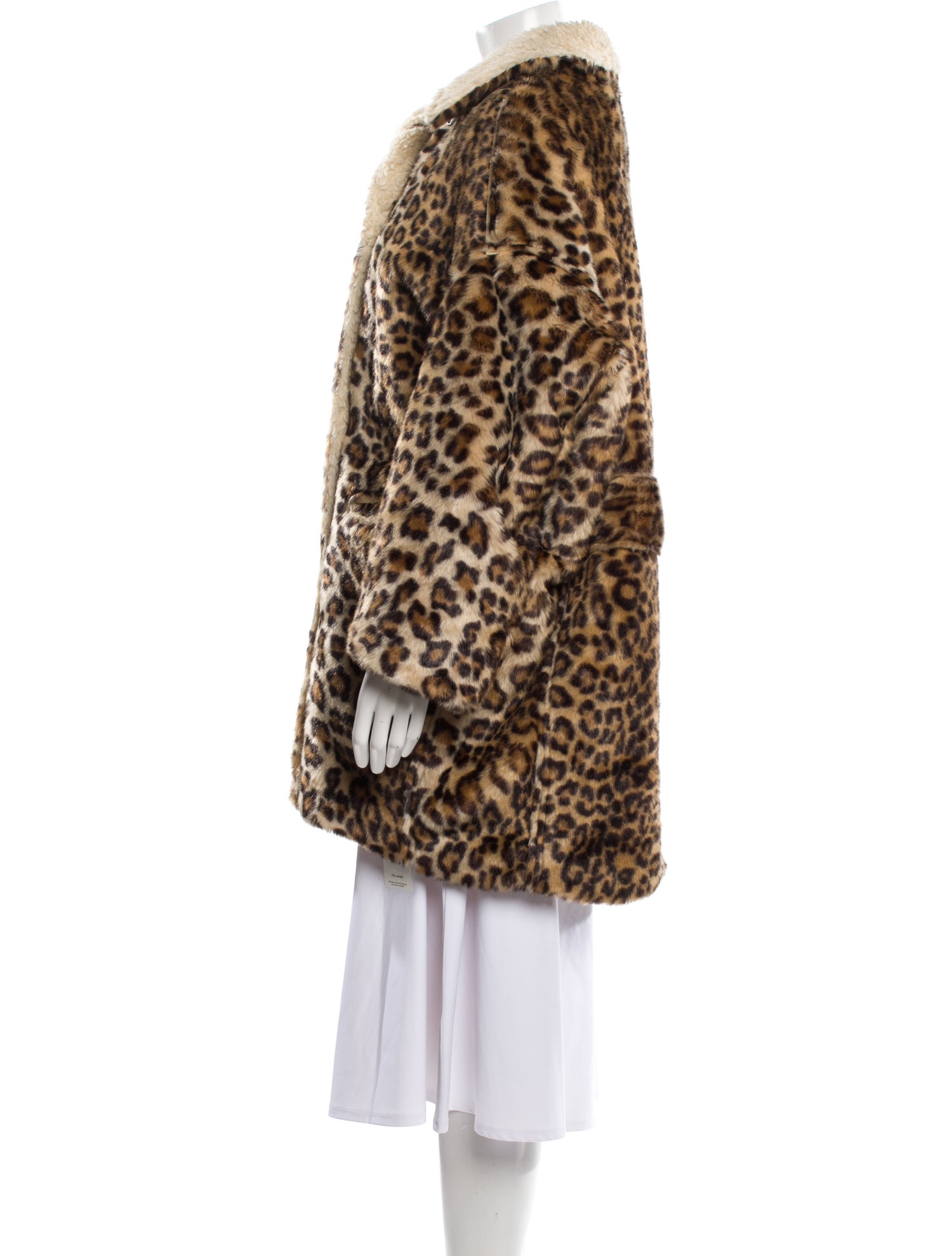 R13 Faux Fur Animal Print Faux Fur Coat