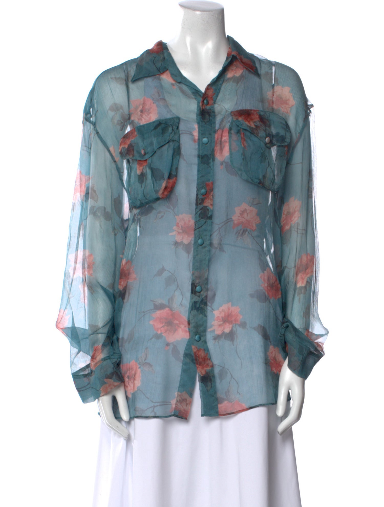 R13 Silk Floral Print Blouse