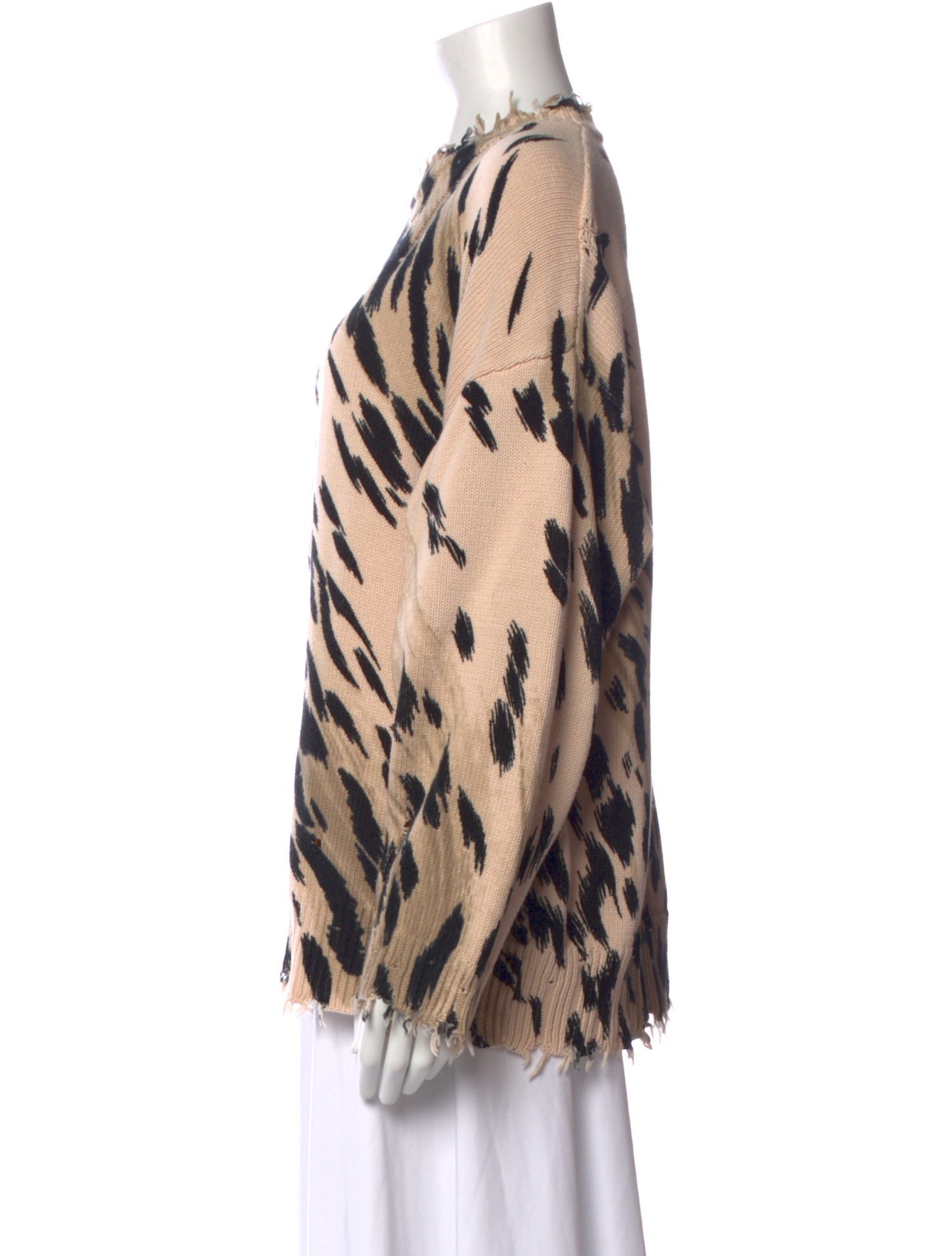 R13 Animal Print Crew Neck Sweater