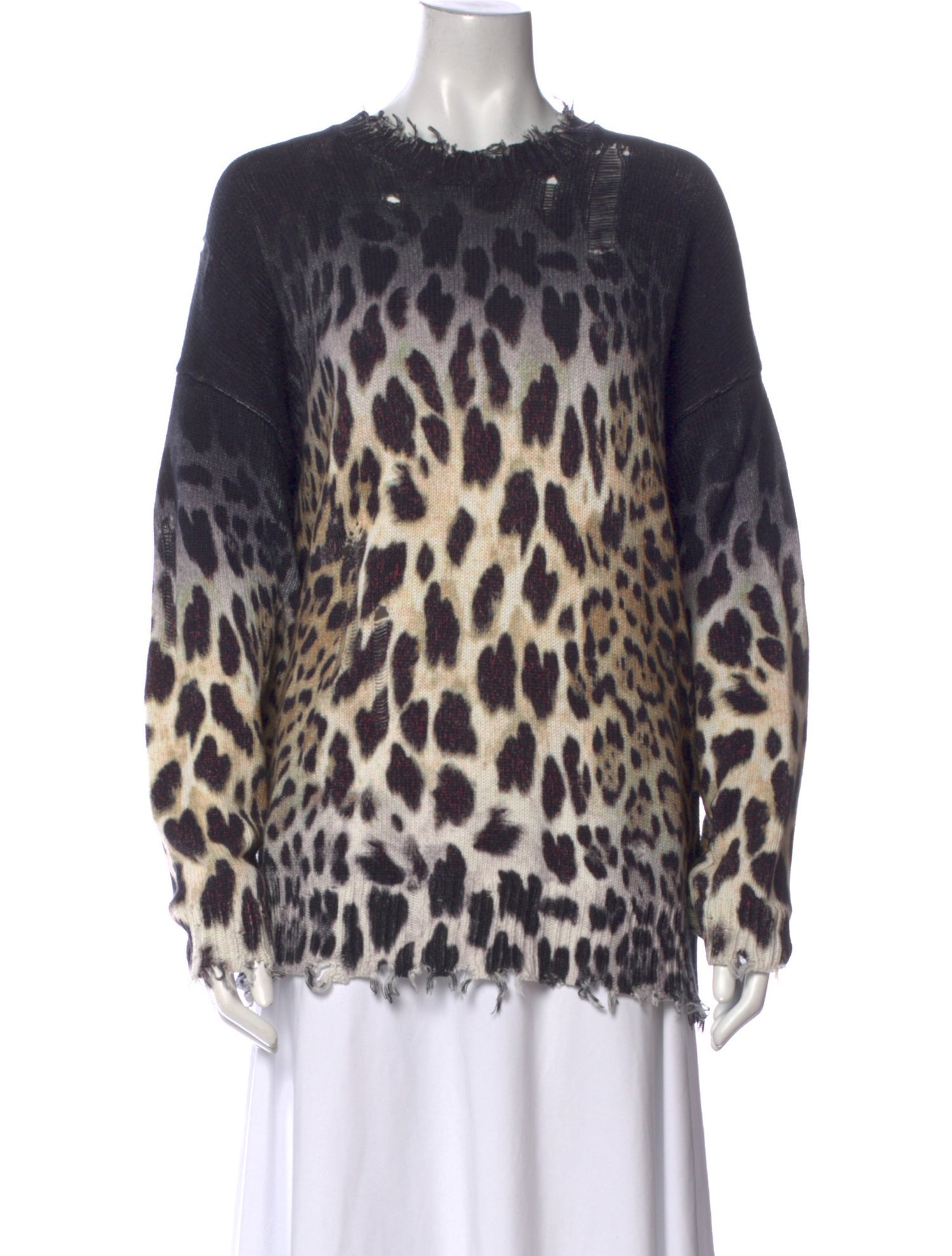 R13 Animal Print Crew Neck Sweater