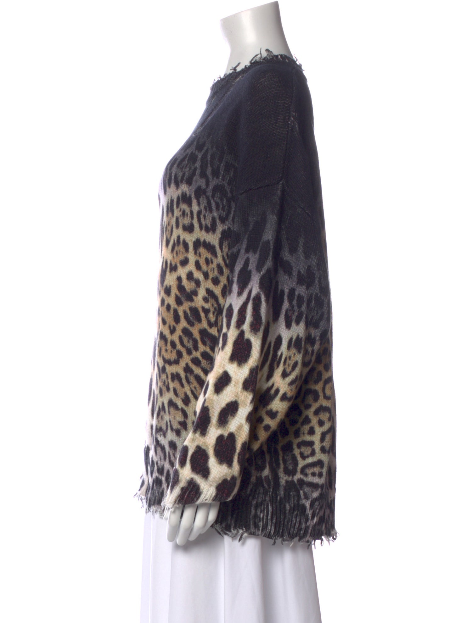 R13 Animal Print Crew Neck Sweater