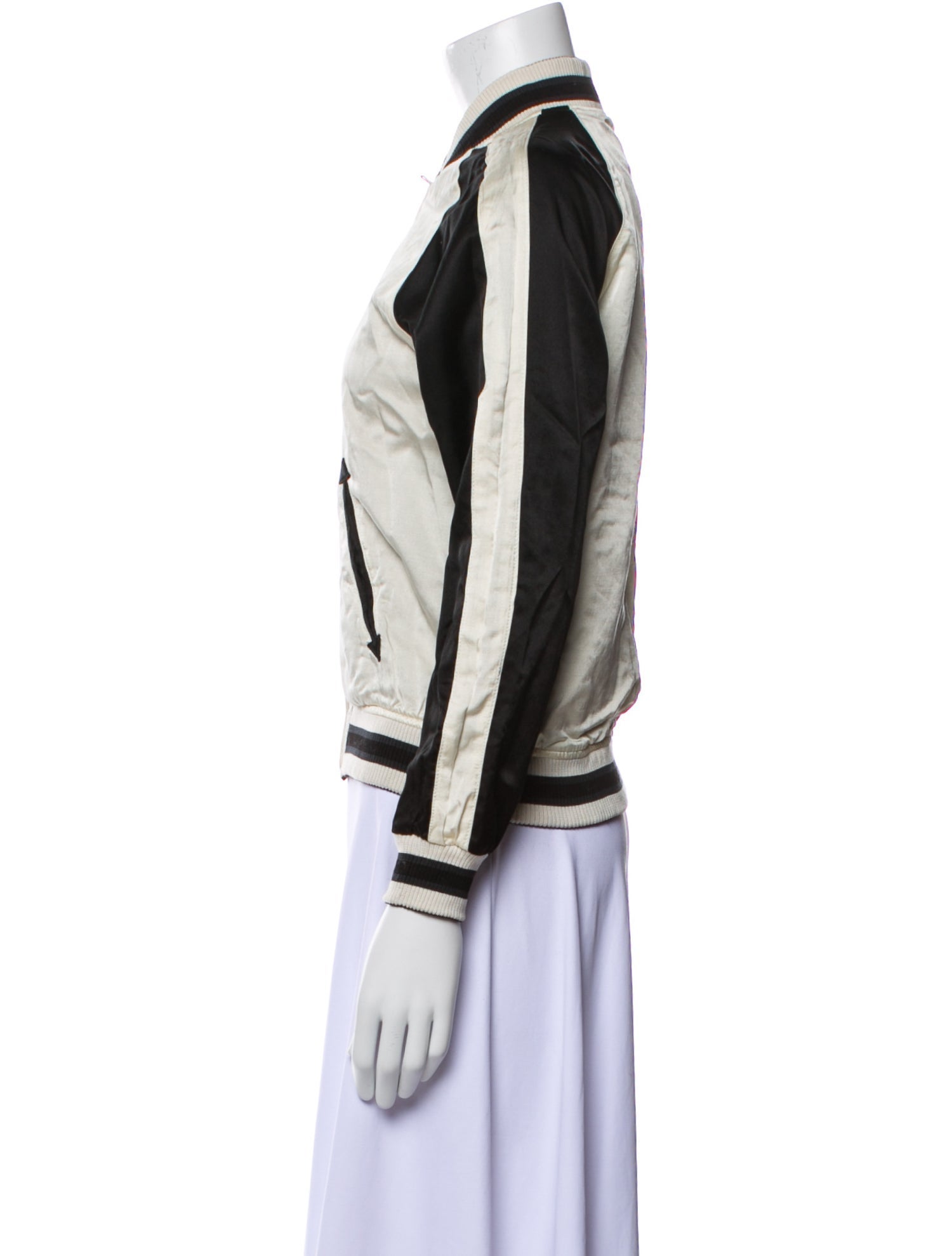 R13 Silk Colorblock Pattern Bomber Jacket