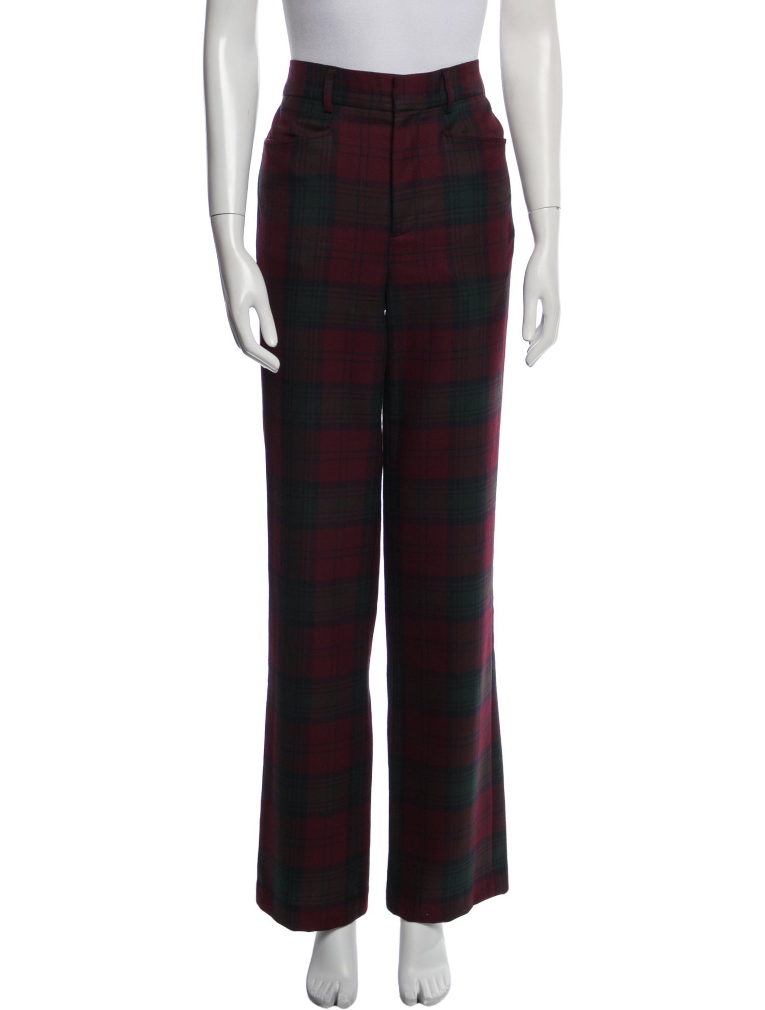 R13 Plaid Print Wide Leg Pants