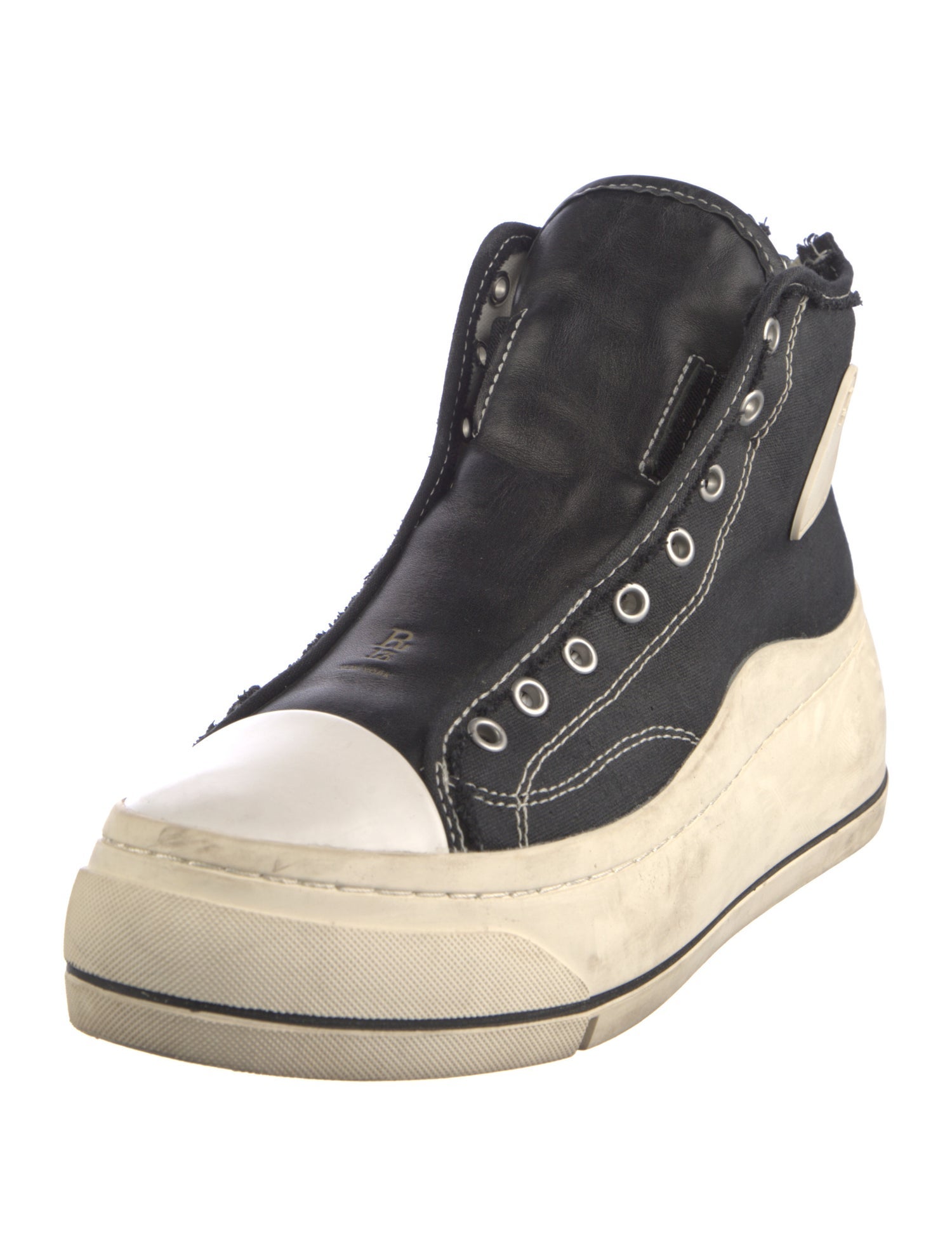 R13 Canvas Colorblock Pattern Wedge Sneakers