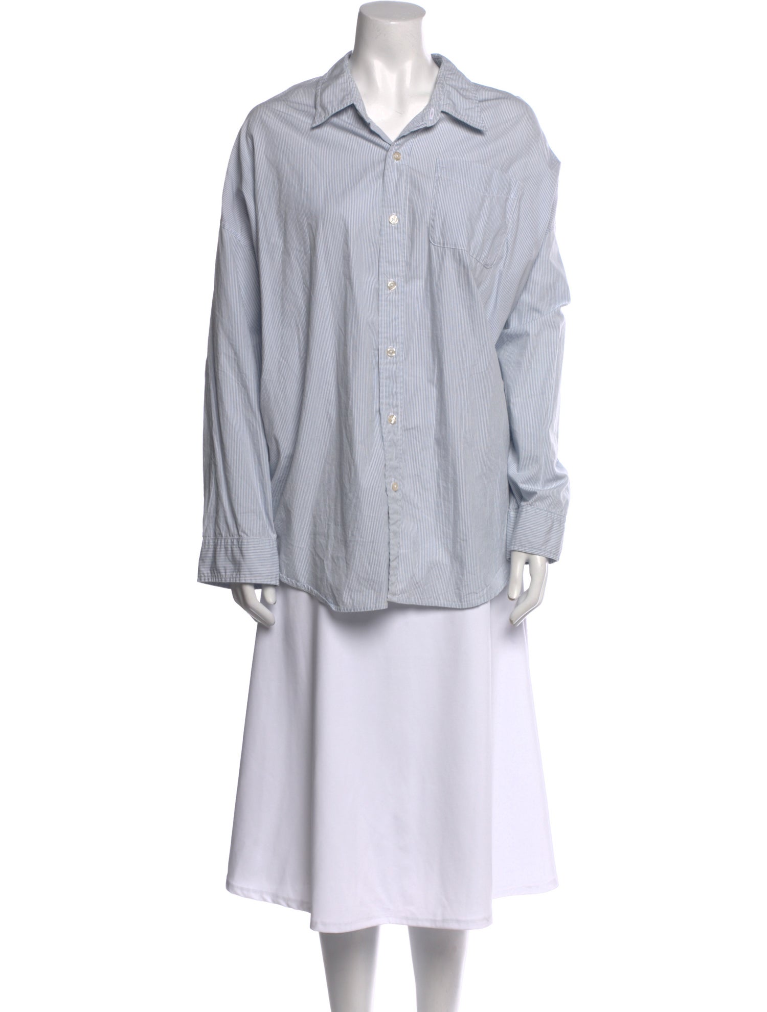 R13 Striped Long Sleeve Button-Up Top