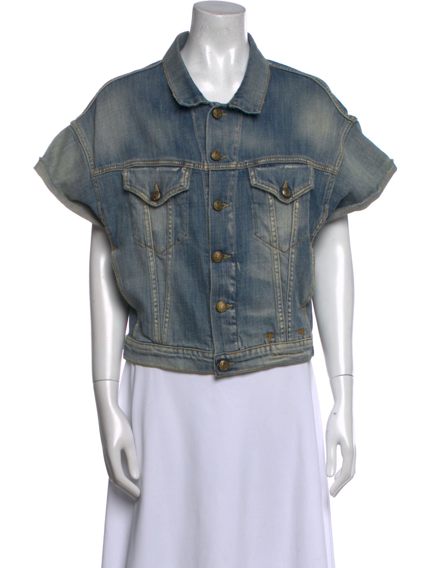 R13 Short Sleeve Button-Up Top