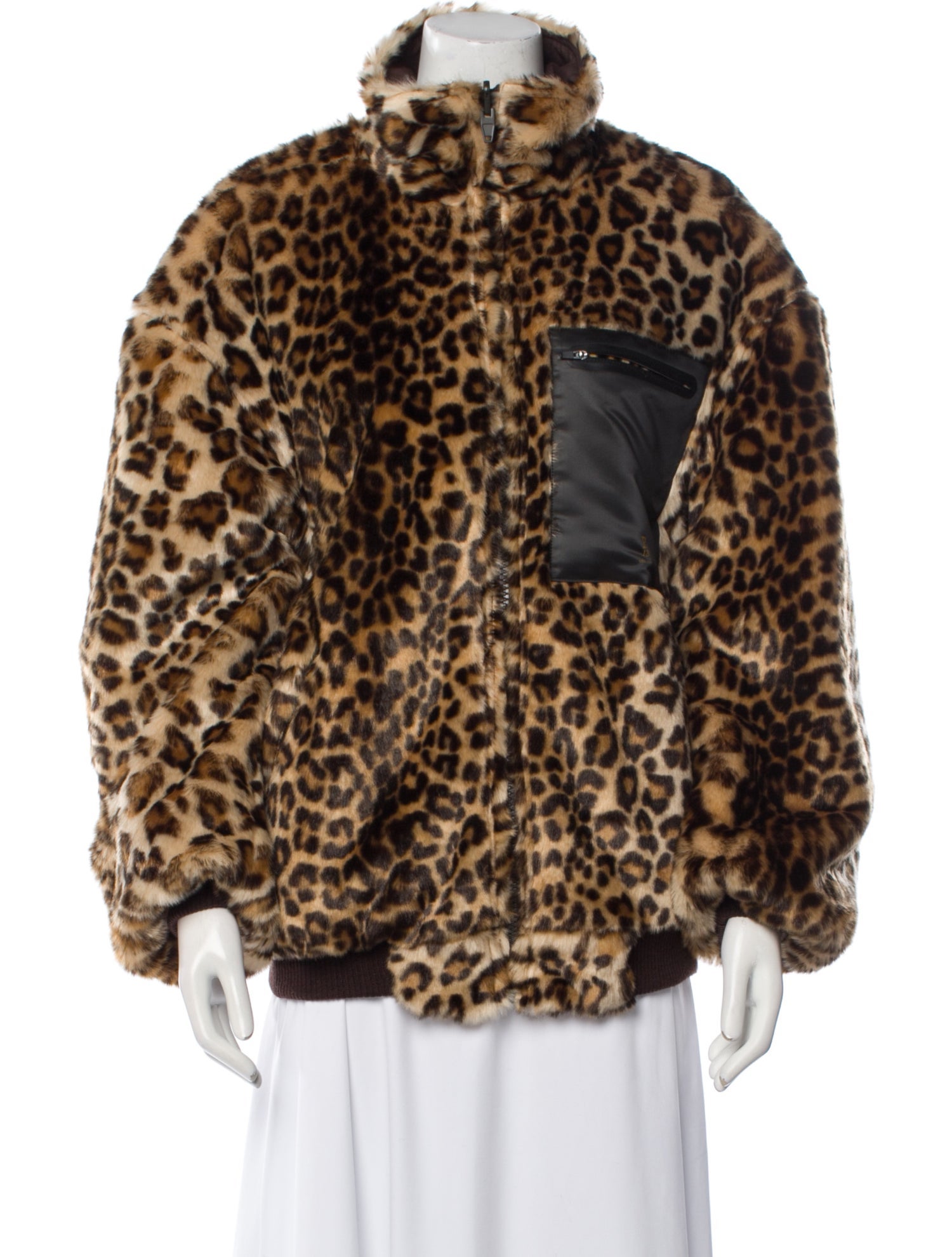 R13 Animal Print Faux Fur Jacket