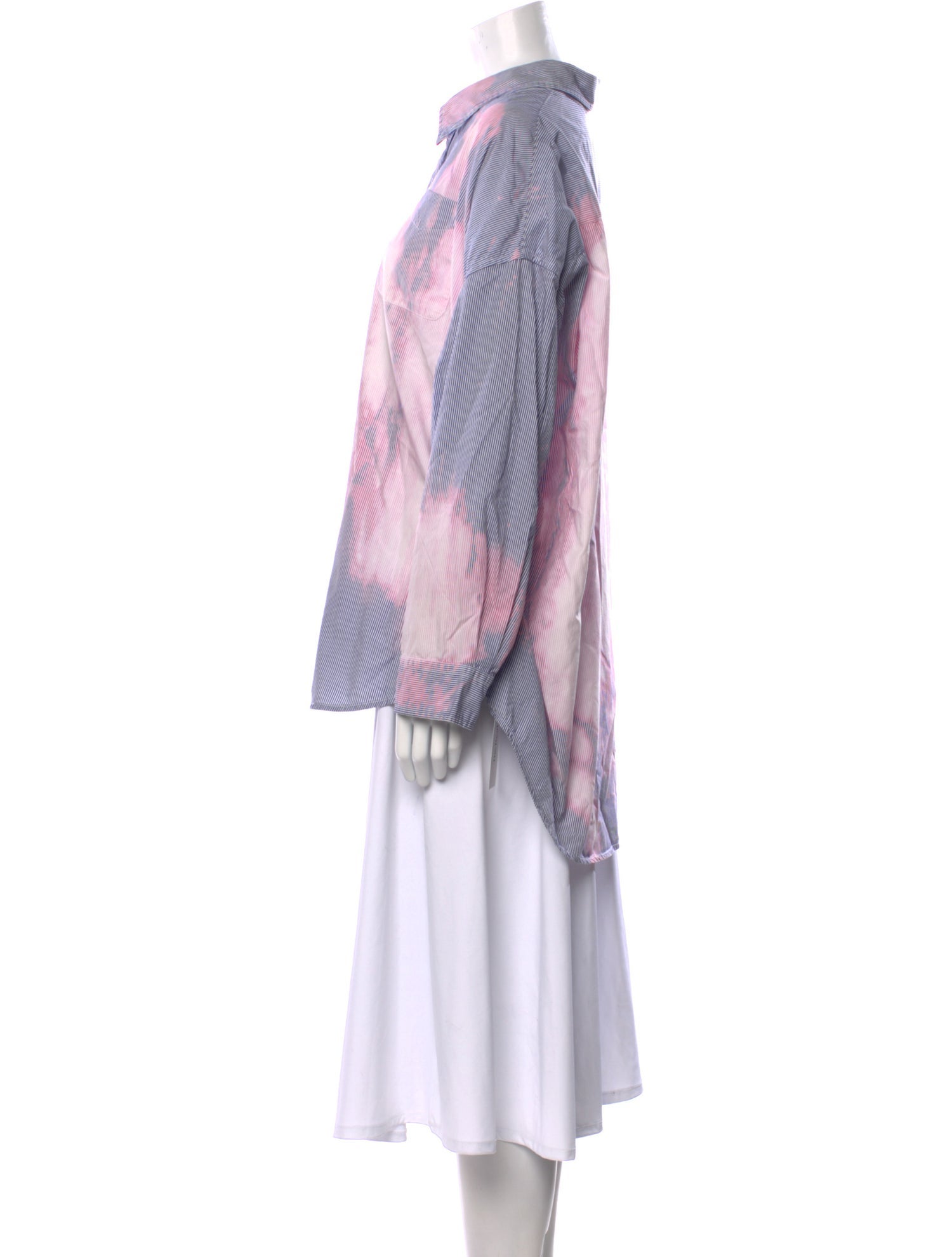 R13 Tie-Dye Print Long Sleeve Button-Up Top