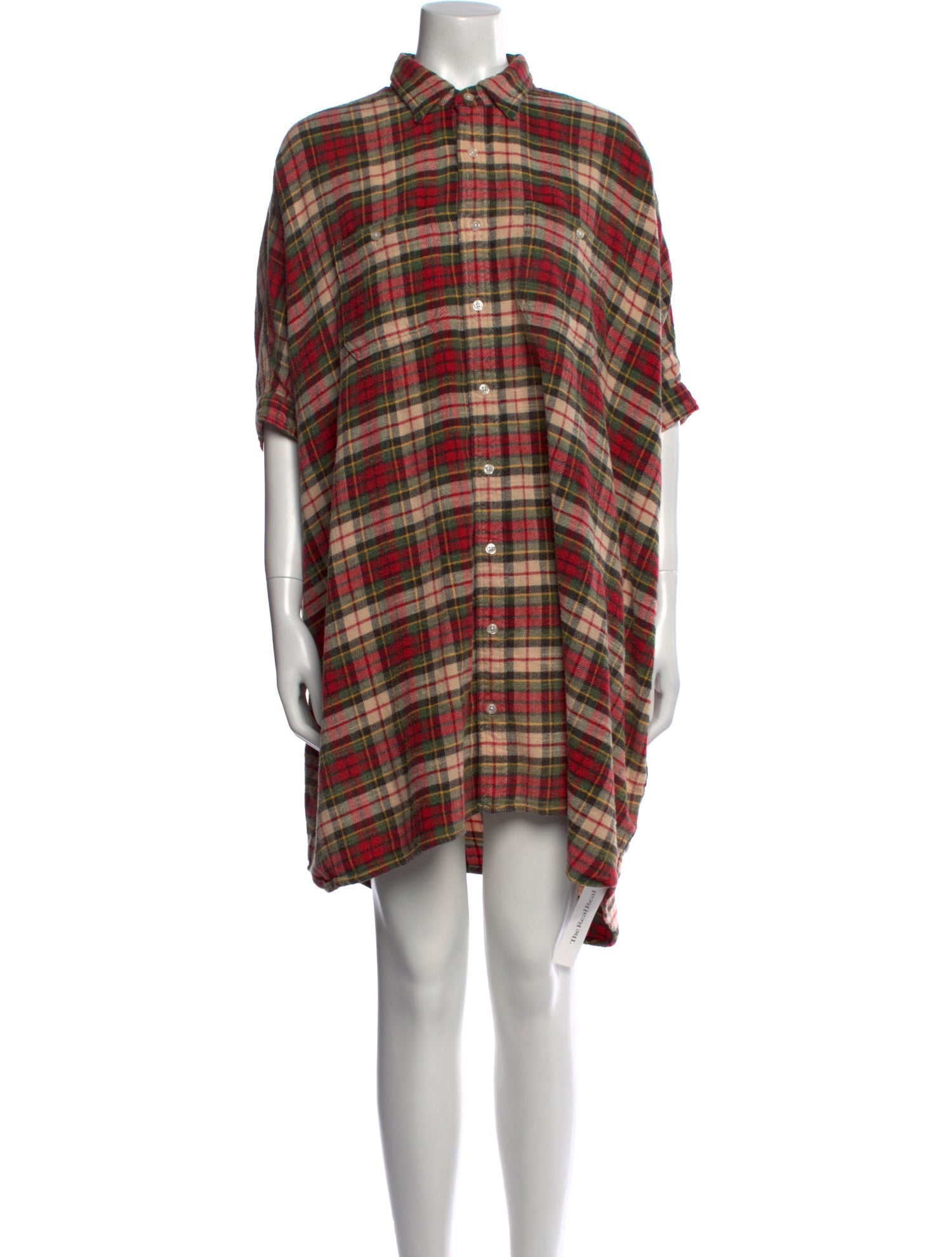 R13 Plaid Print Mock Neck Tunic