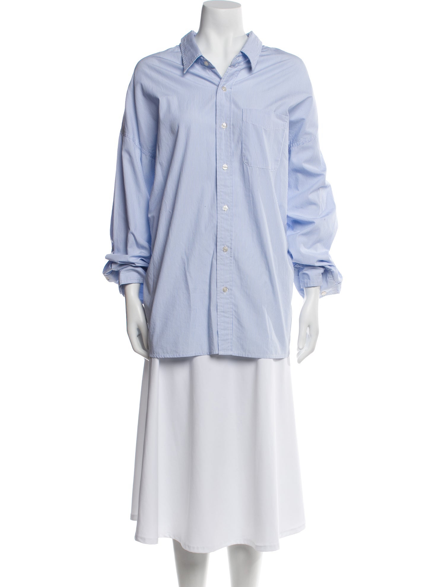 R13 Striped Long Sleeve Button-Up Top