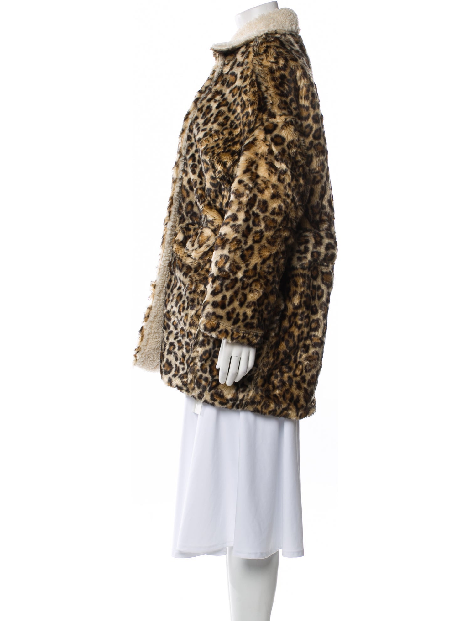 R13 Animal Print Faux Fur Coat