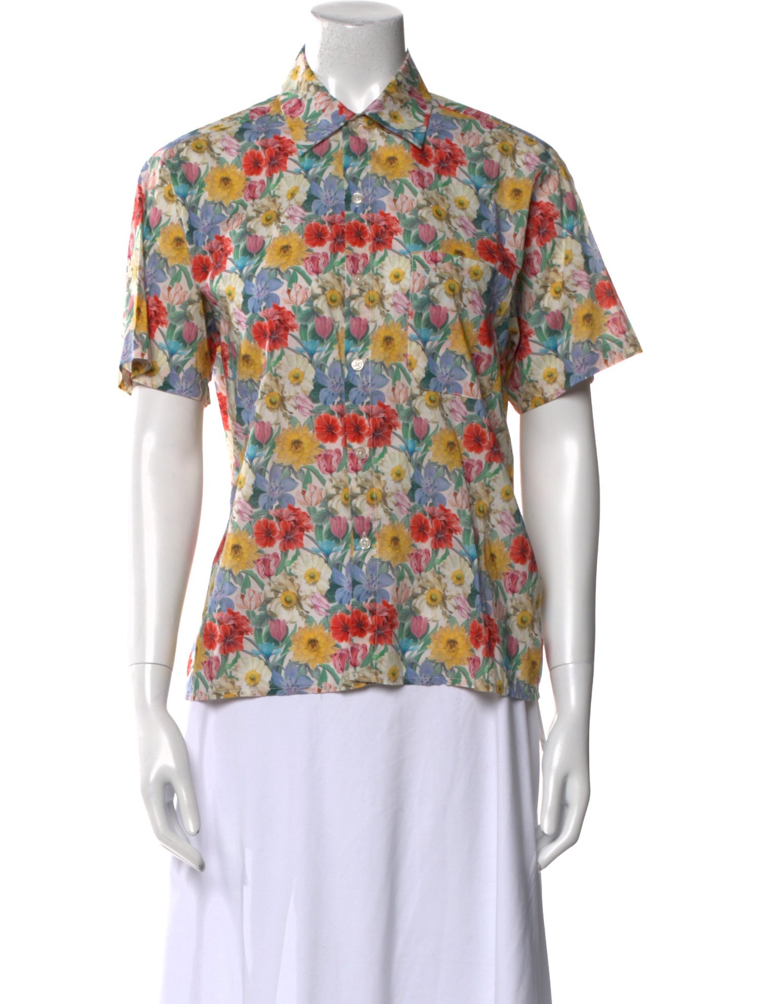 R13 Printed Short Sleeve Button-Up Top