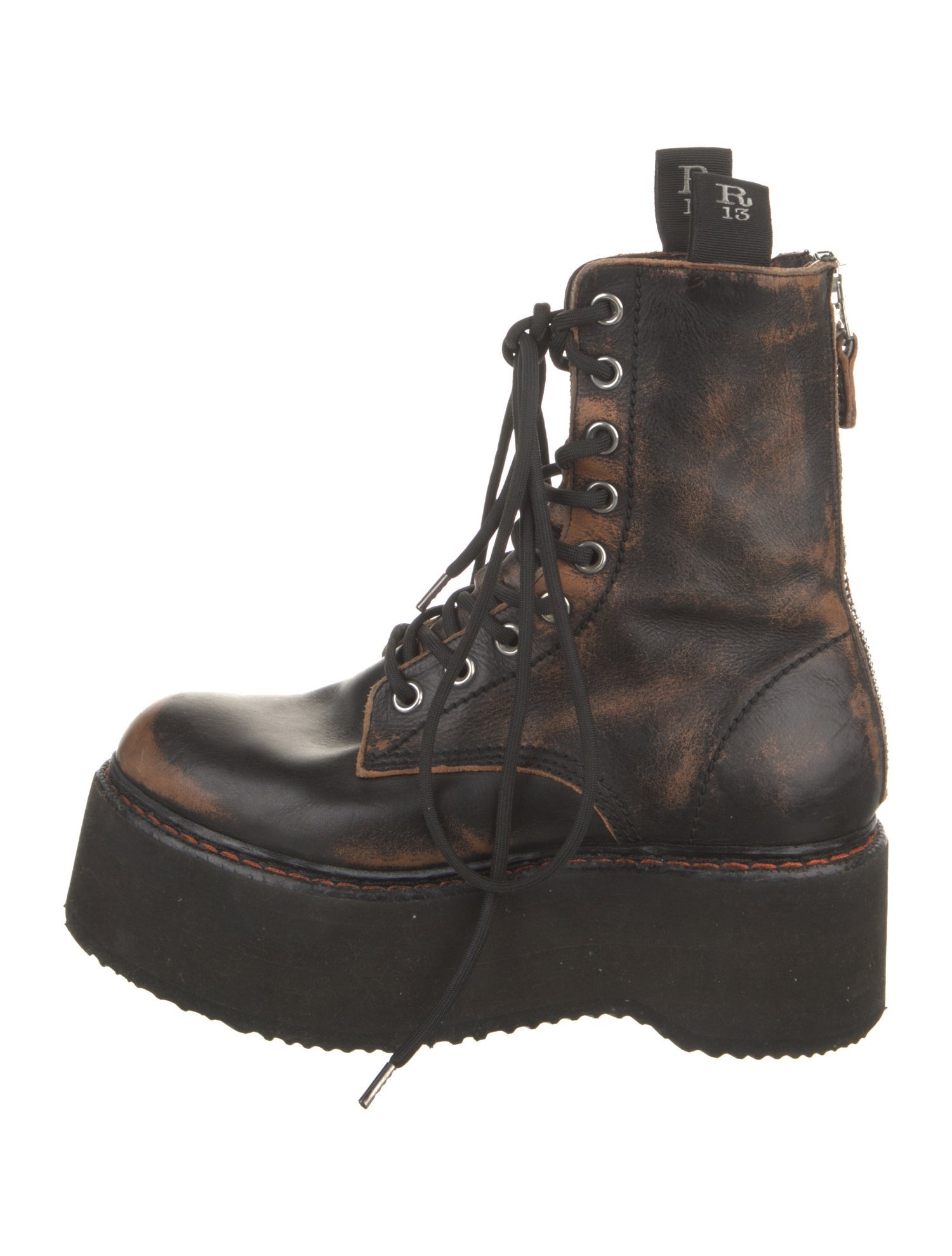 R13 Leather Printed Combat Boots