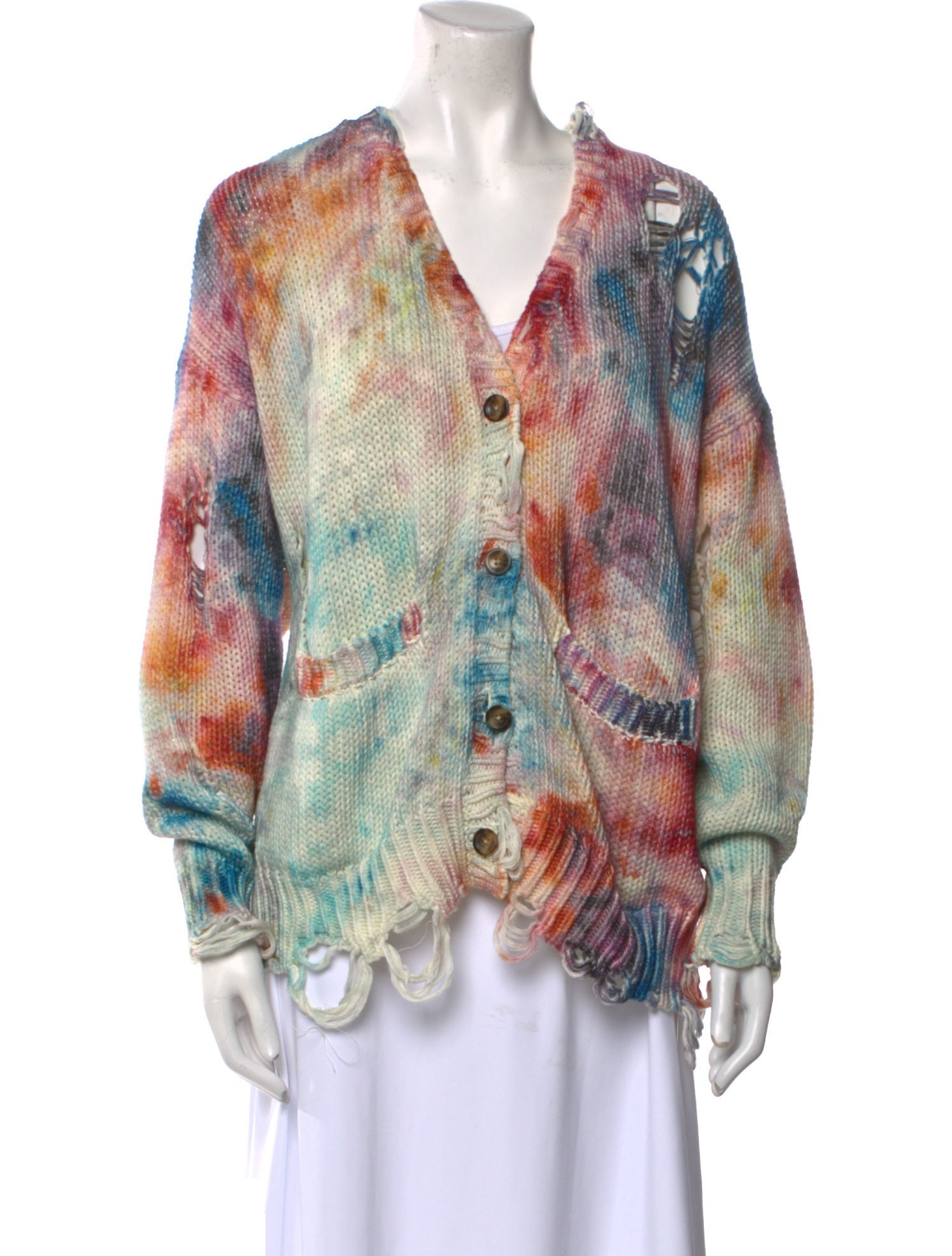 R13 Printed V-Neck Sweater