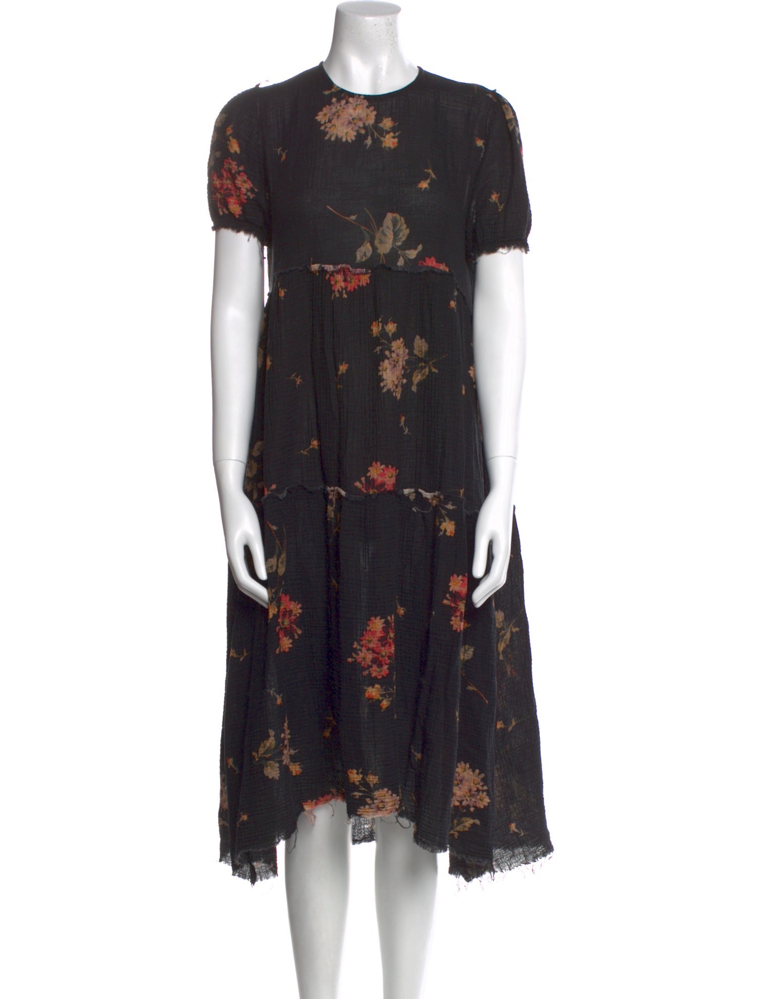 R13 Floral Print Midi Length Dress
