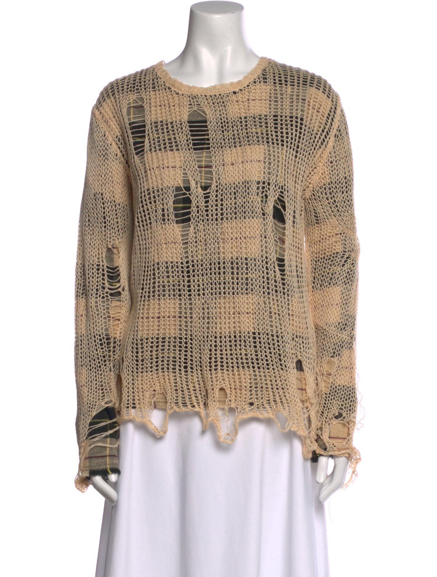 R13 Plaid Print Scoop Neck Sweater