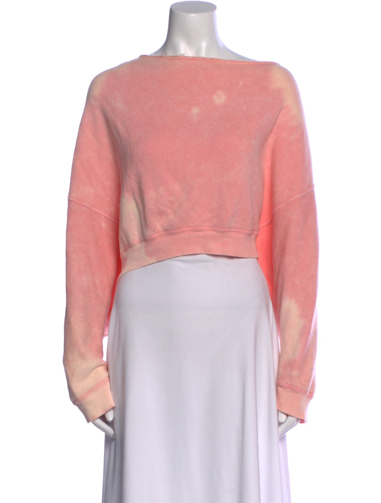 R13 Bateau Neckline Long Sleeve Crop Top