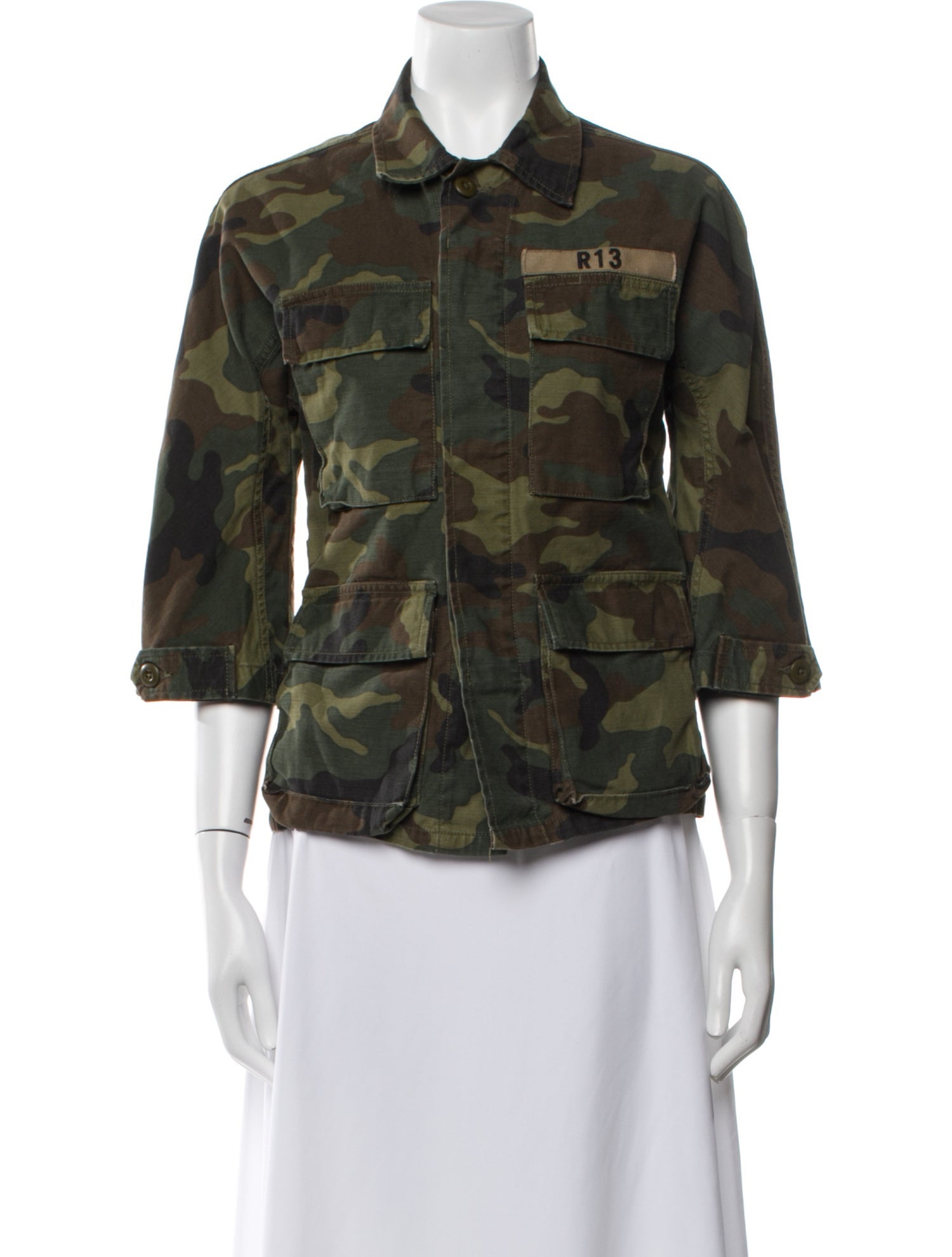 R13 Camouflage Print Utility Jacket