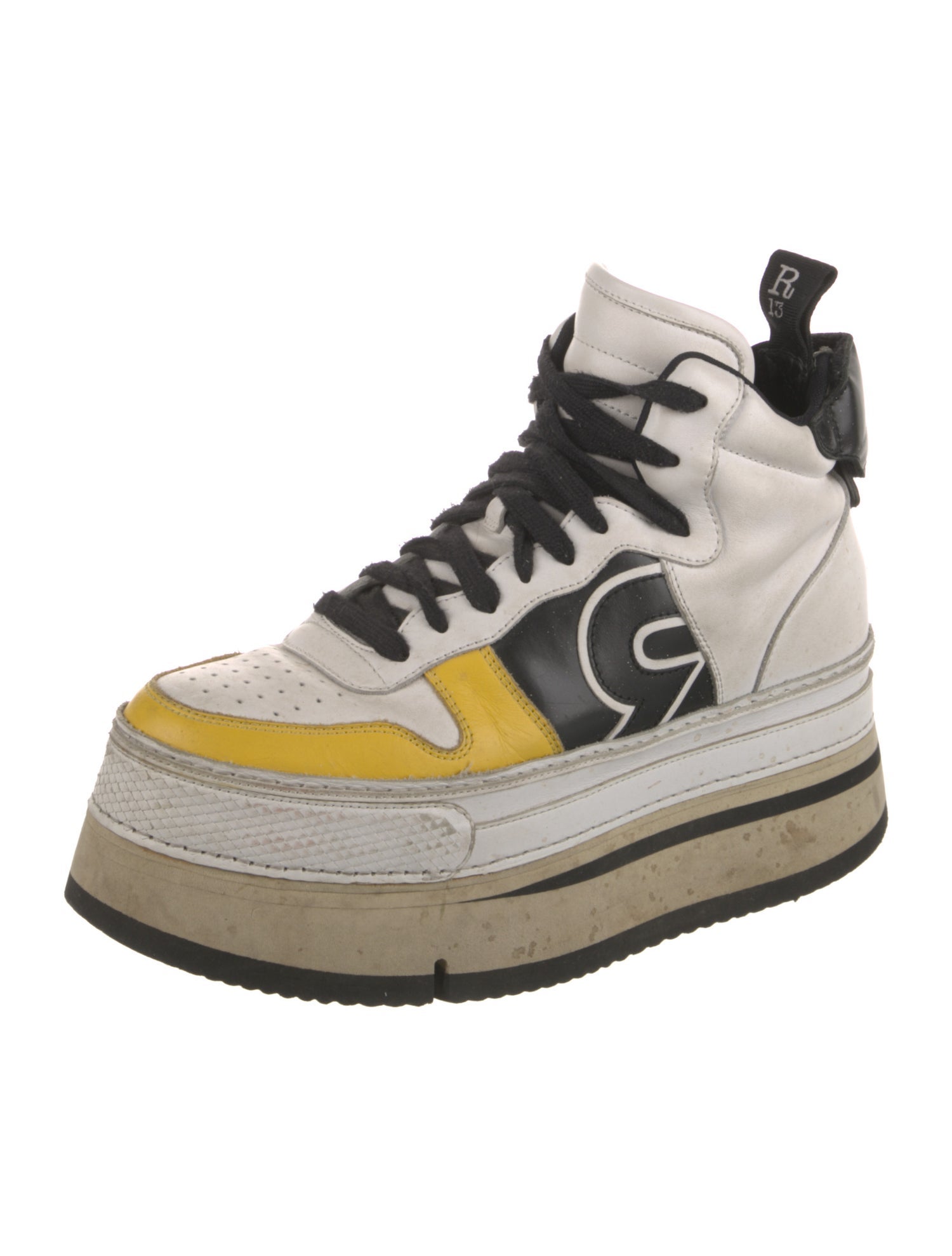 R13 Leather Colorblock Pattern Sneakers