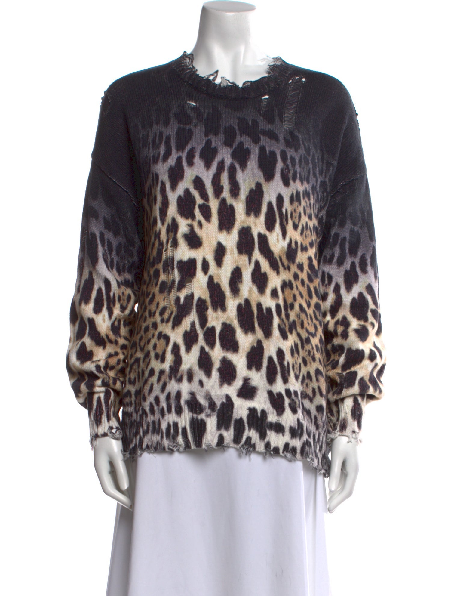 R13 Animal Print Crew Neck Sweater