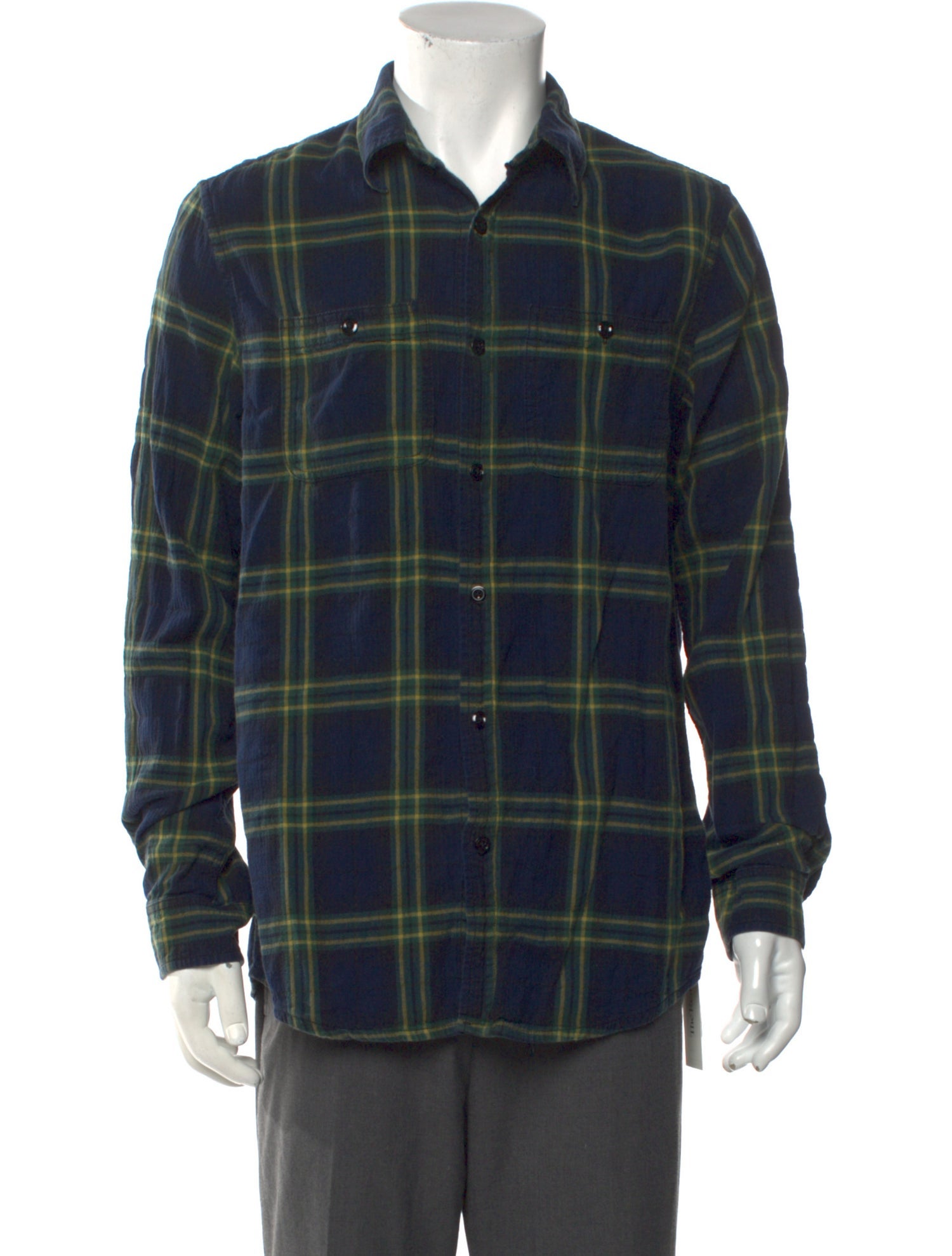 R13 Plaid Print Long Sleeve Shirt