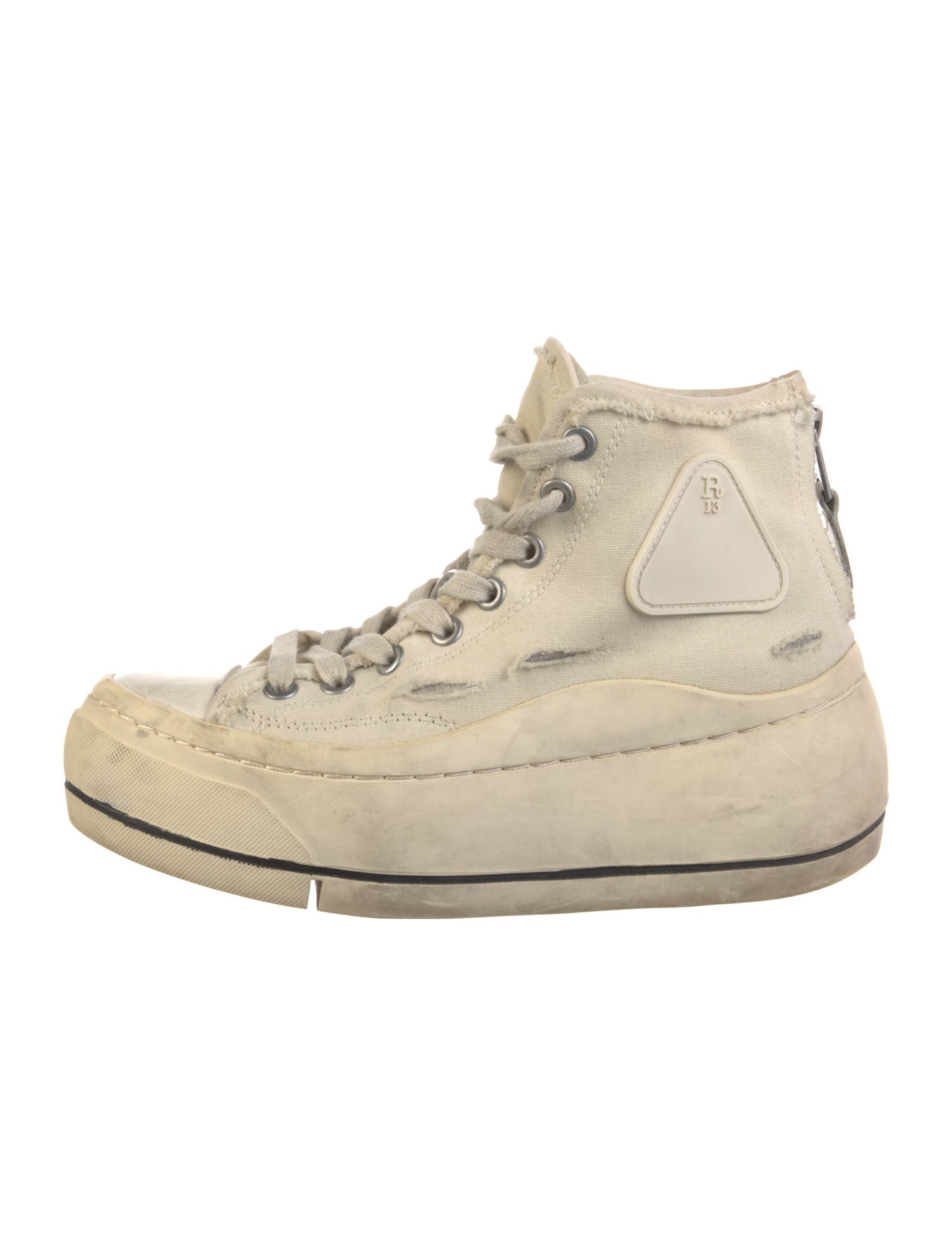 R13 Canvas Distressed Accents Wedge Sneakers