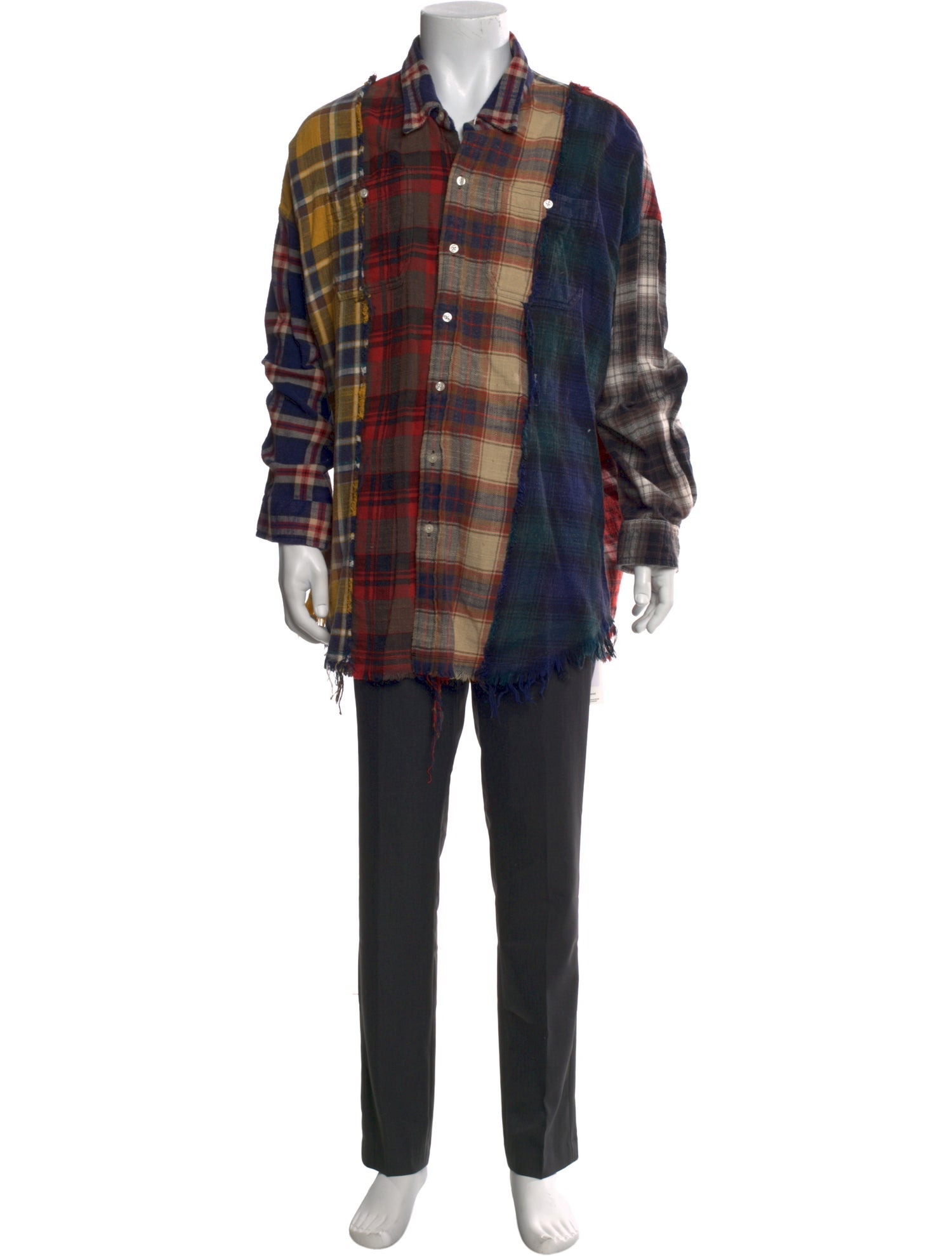 R13 Plaid Print Long Sleeve Dress Shirt
