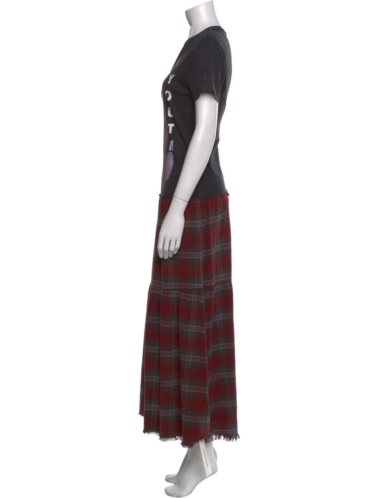 R13 Plaid Print Long Dress