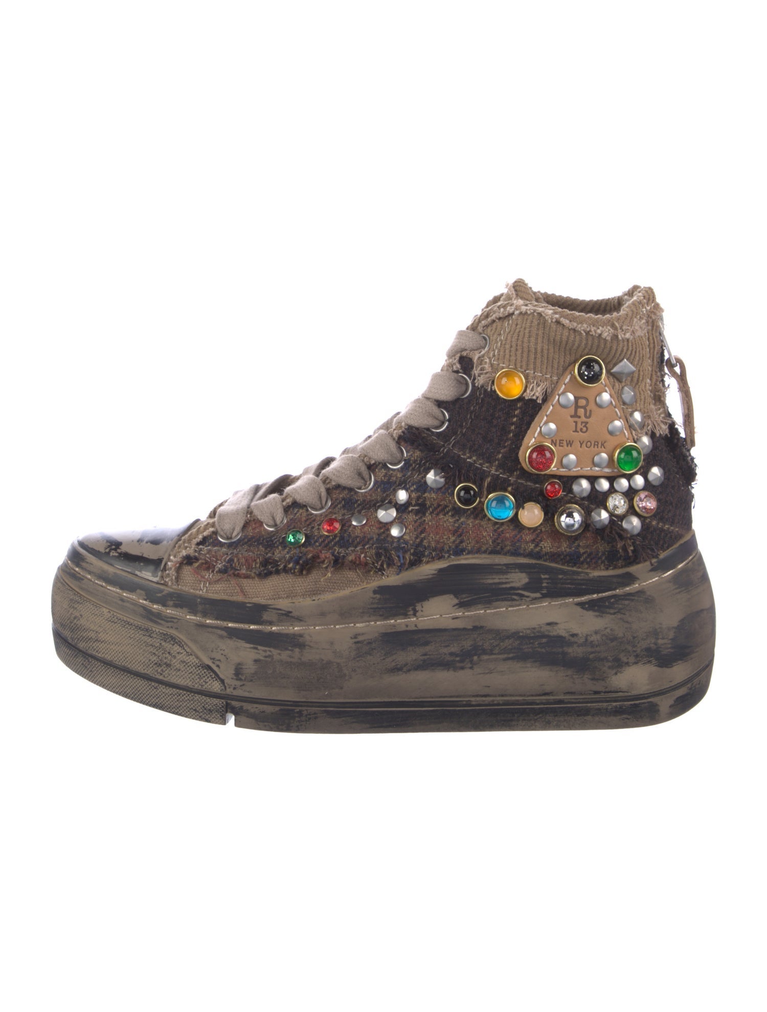 R13 Canvas Printed Sock Sneakers