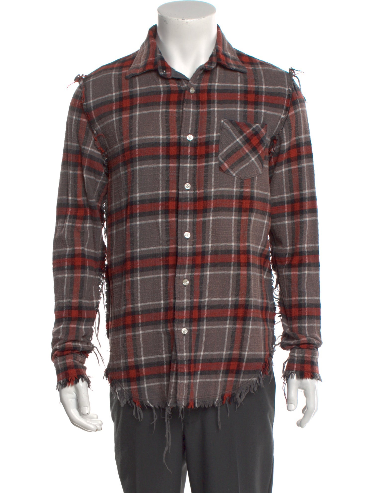 R13 Plaid Print Long Sleeve Shirt