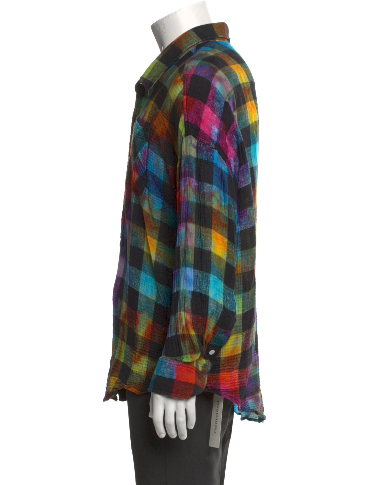 R13 Plaid Print Long Sleeve Western Shirt