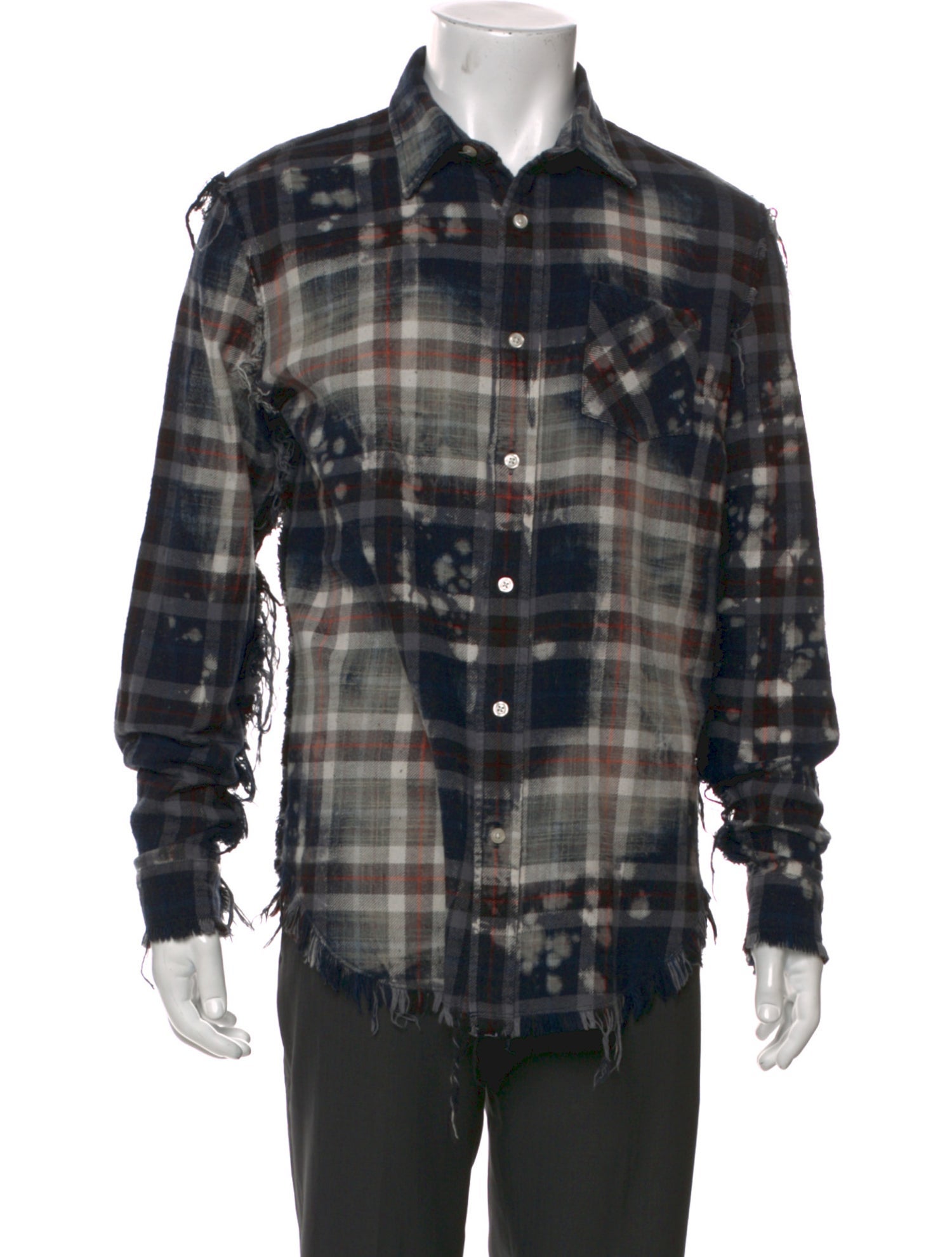 R13 Plaid Print Long Sleeve Western Shirt