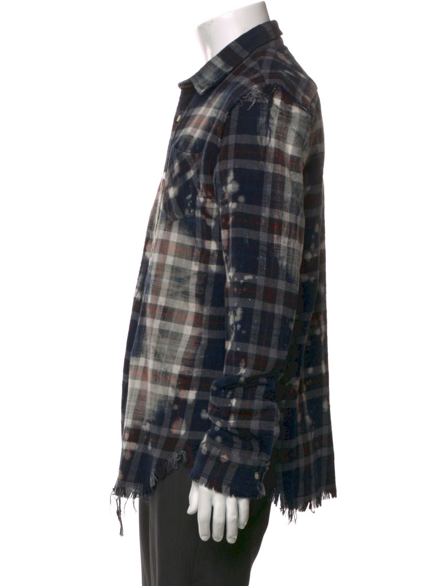 R13 Plaid Print Long Sleeve Western Shirt